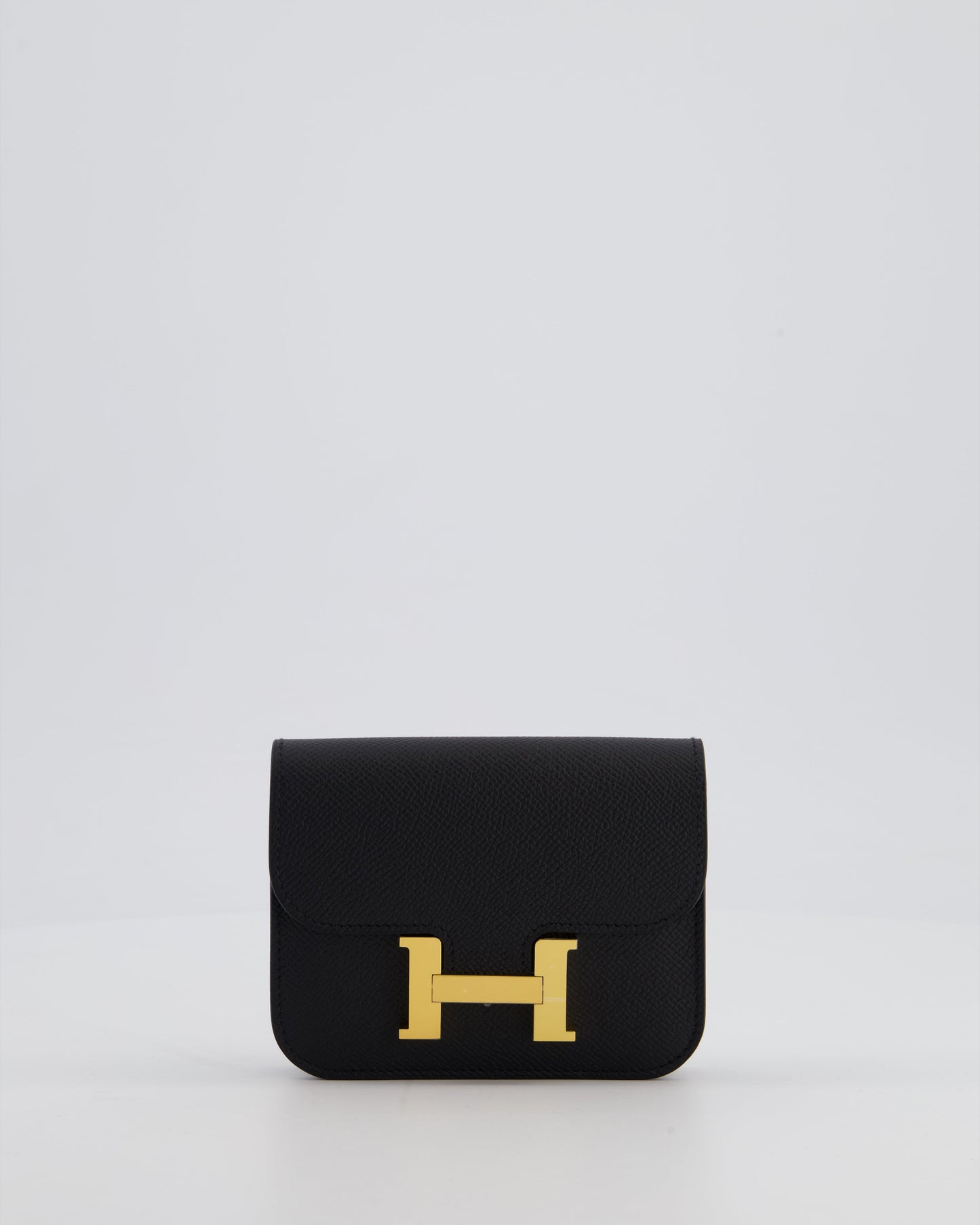 Hermès Constance Slim Belt Wallet Bag in Black Epsom Leather with Pocket and Gold Hardware