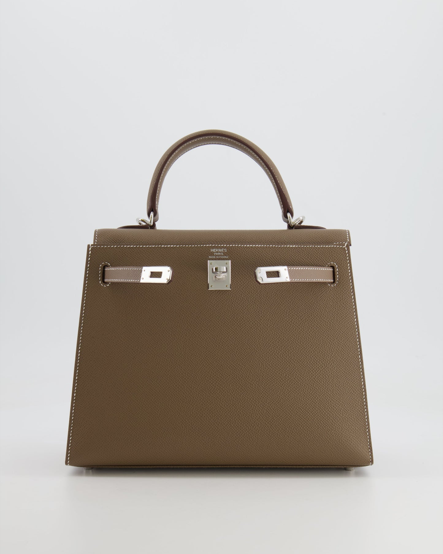 Hermès Kelly 25 Sellier Bag in Etoupe Epsom Leather with Palladium Hardware