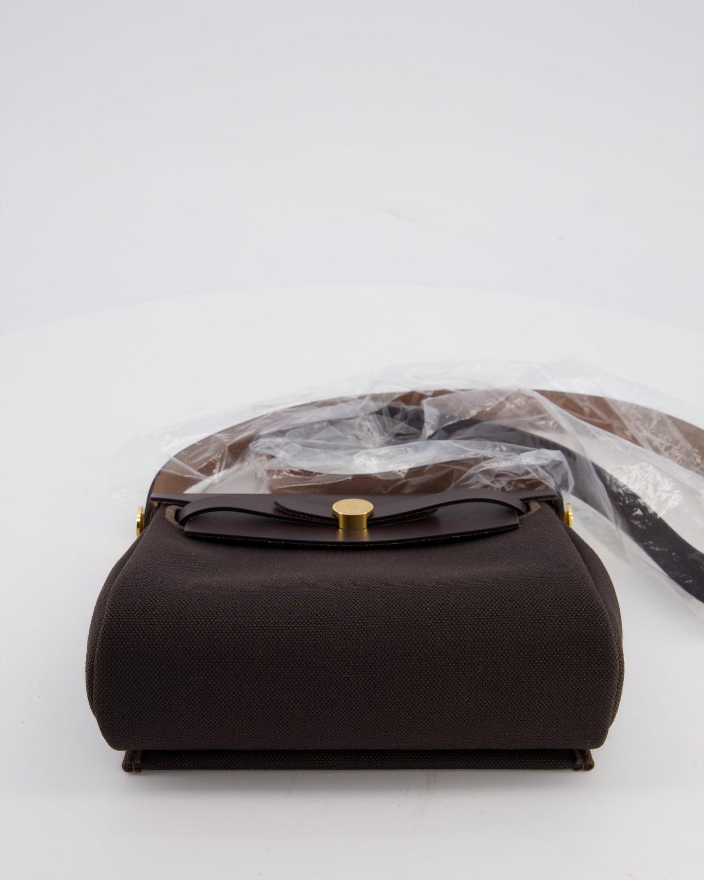 *Hot & RARE* Hermès Herbag Zip 20 Bag in Ebene Viking Canvas & Ebene Vache Hunter Leather with Gold Hardware
