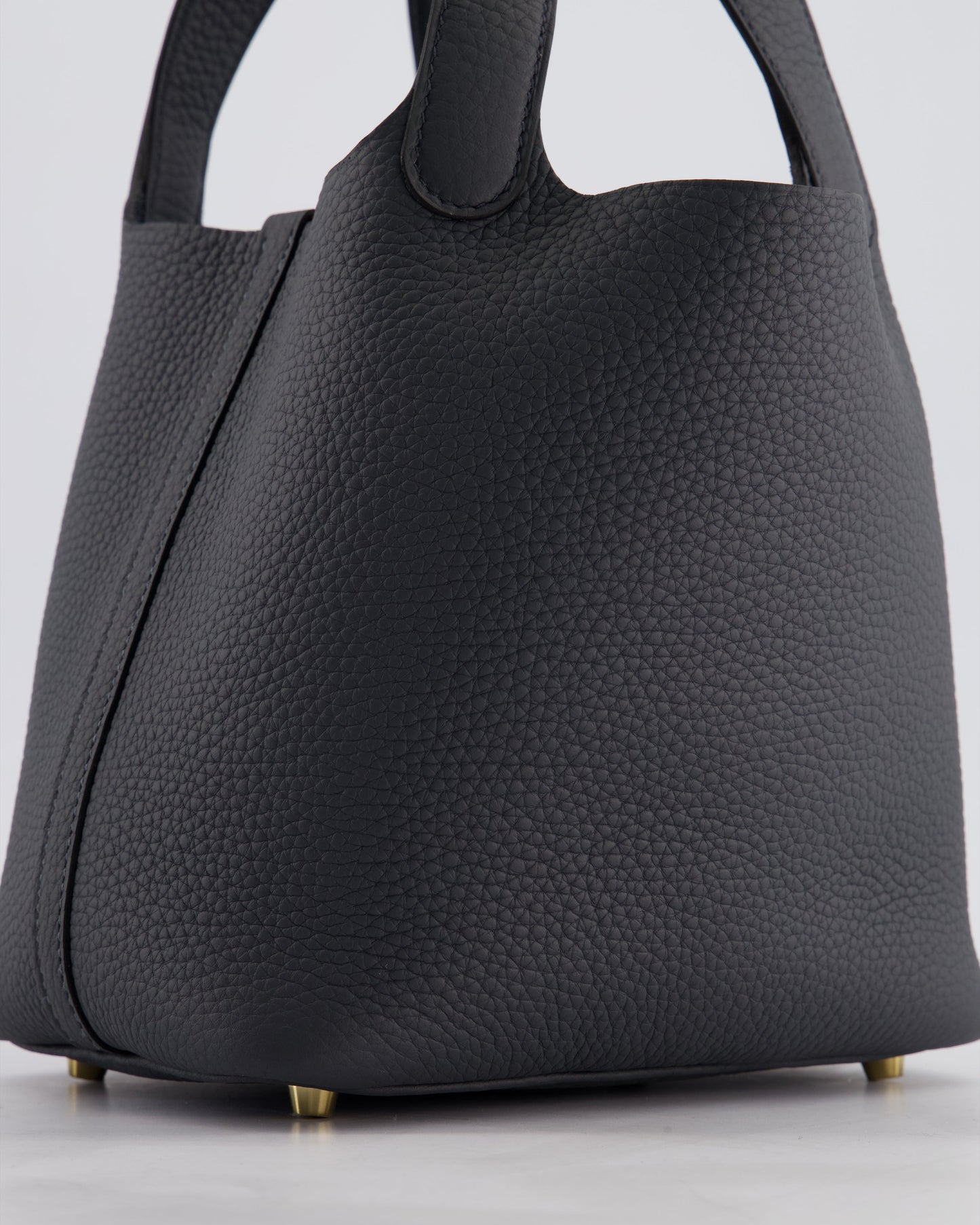 *HOT* Hermès Picotin Lock 18 Bag in Gris Misty Clemence Leather with Permabrass Hardware