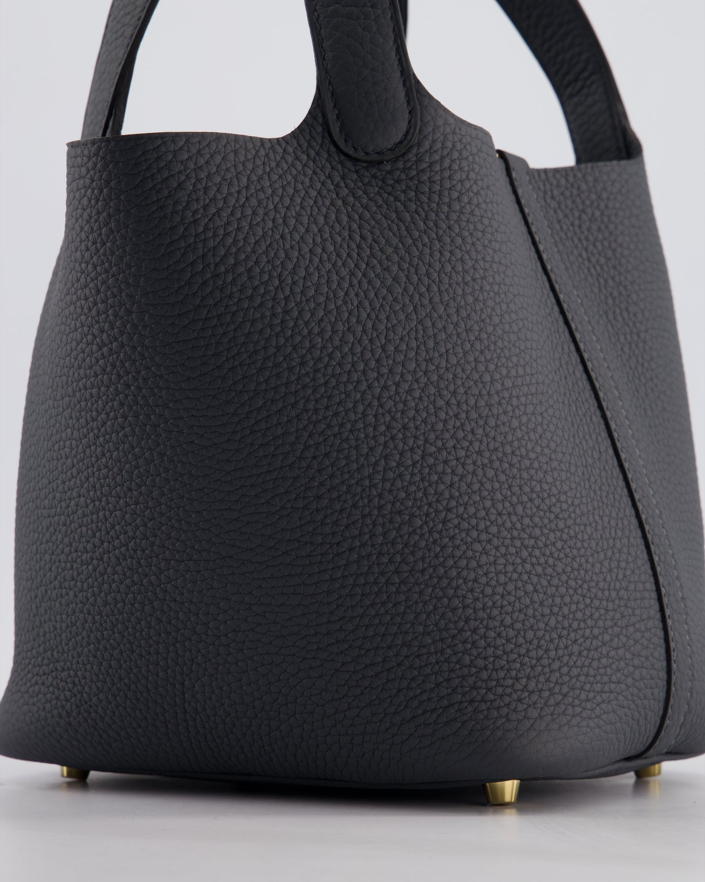 *HOT* Hermès Picotin Lock 18 Bag in Gris Misty Clemence Leather with Permabrass Hardware