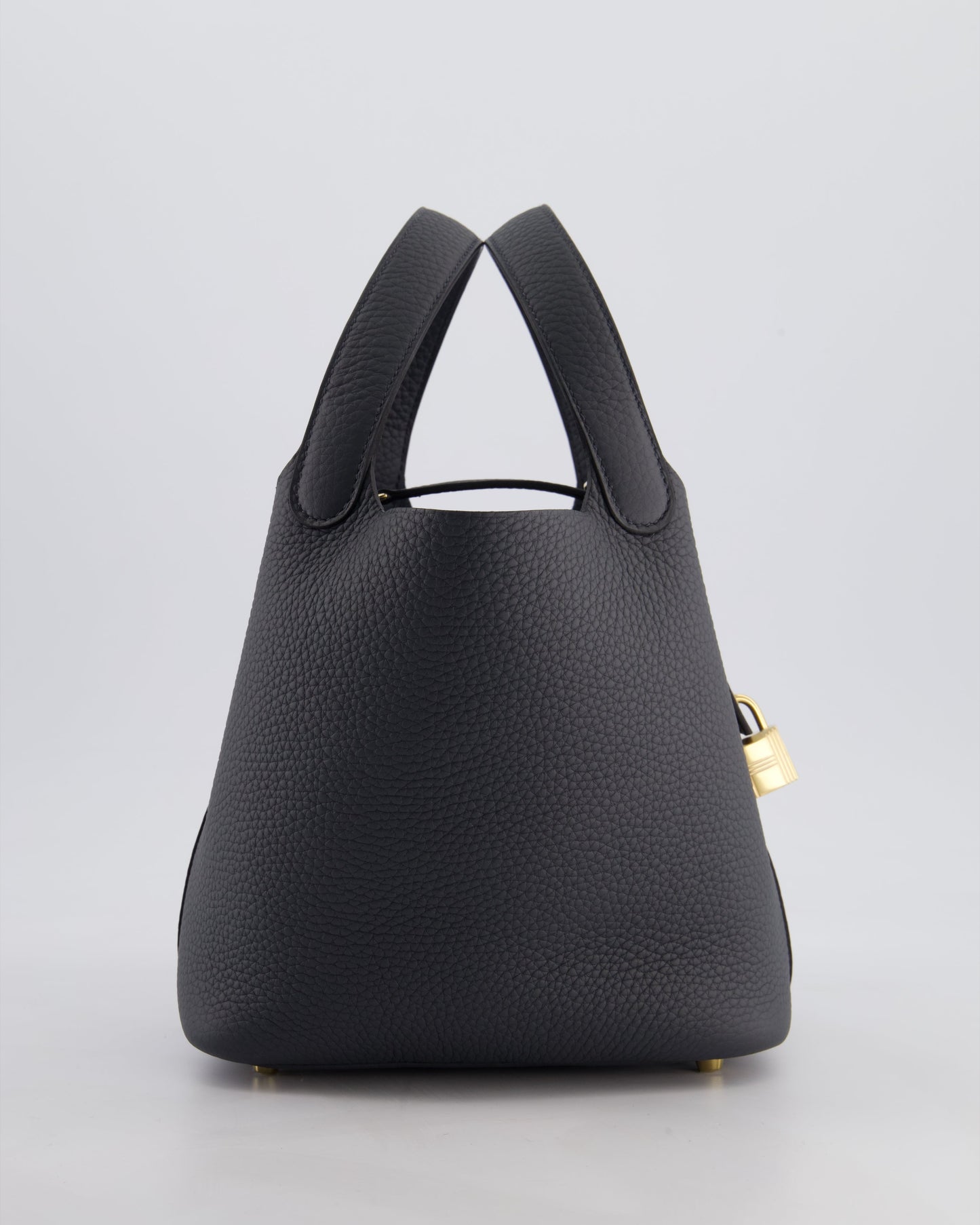 *HOT* Hermès Picotin Lock 18 Bag in Gris Misty Clemence Leather with Permabrass Hardware