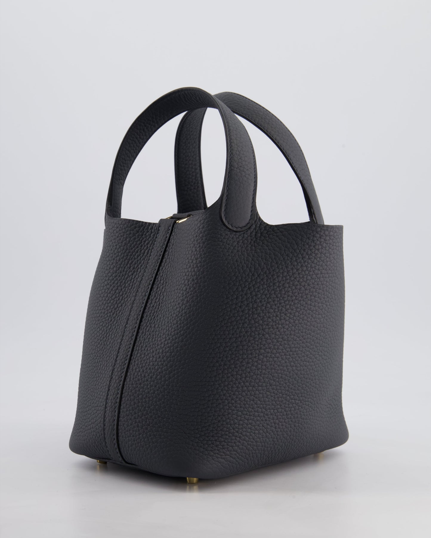*HOT* Hermès Picotin Lock 18 Bag in Gris Misty Clemence Leather with Permabrass Hardware