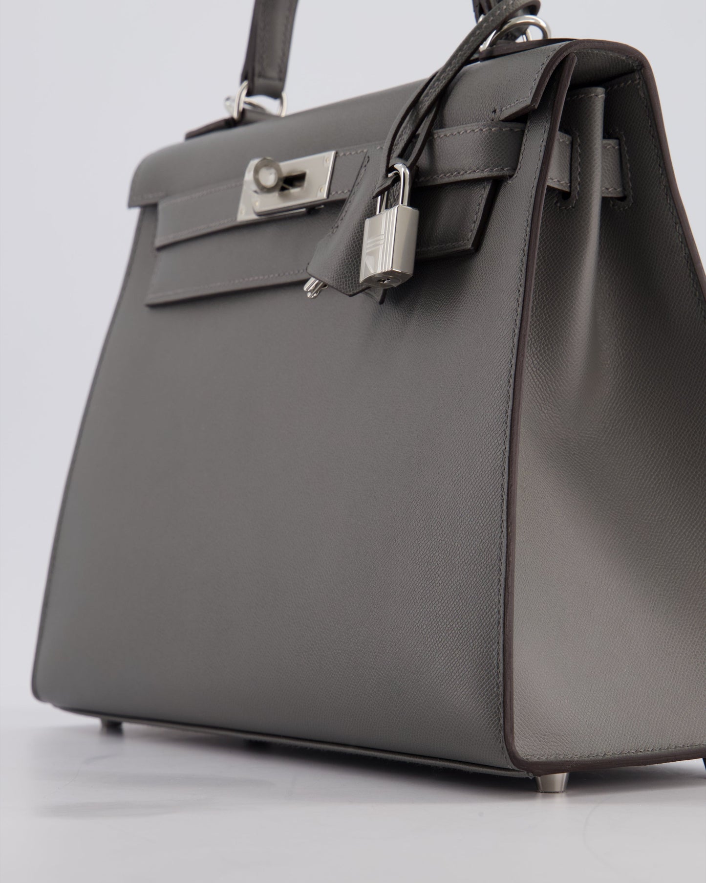 *RARE* Hermès Kelly 28 Sellier Bag in Gris Meyer Madame Leather with Palladium Hardware