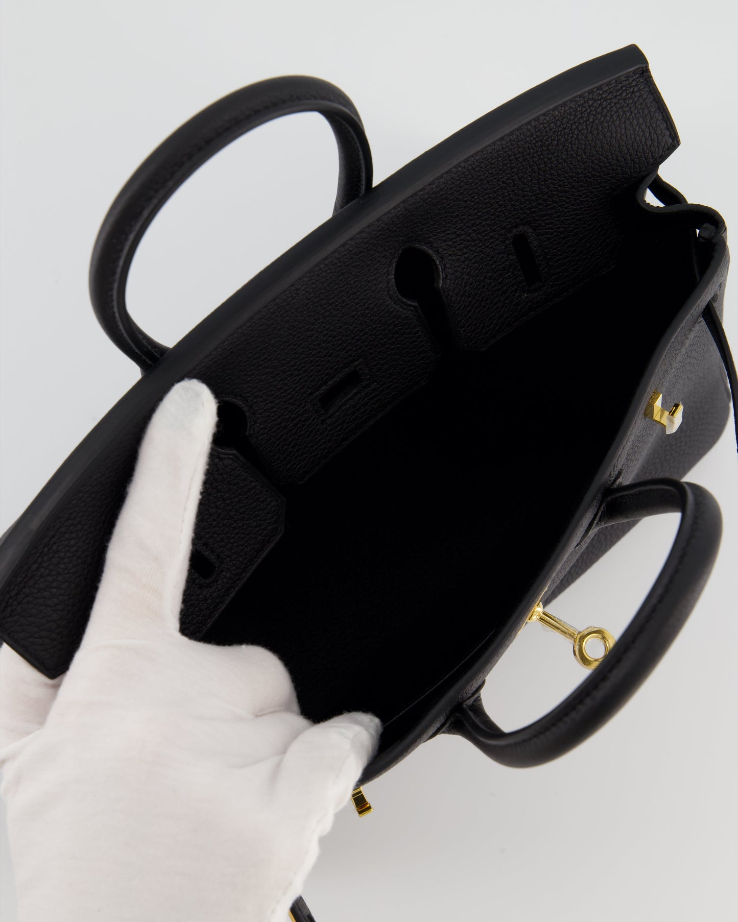 *RARE* Hermès Birkin 25 Retourne Bag in Noir Togo Leather with Gold Hardware