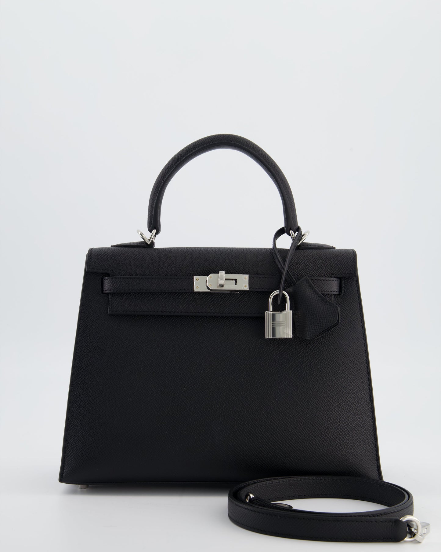 *RARE* Hermès Kelly 25 Sellier Bag in Noir Epsom Leather with Palladium Hardware