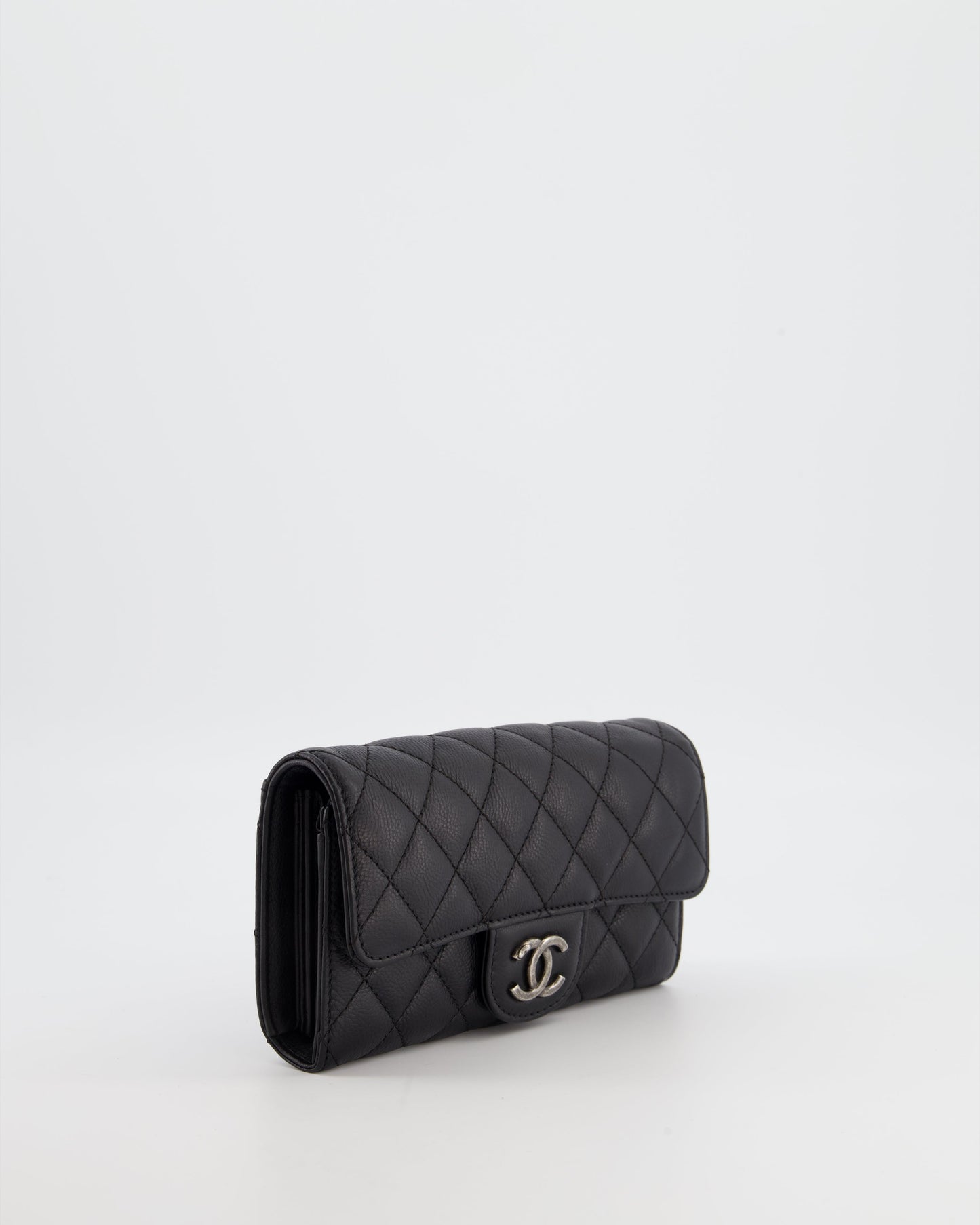 Chanel Black Clutch Wallet in Caviar Leather with Ruthenium Hardware