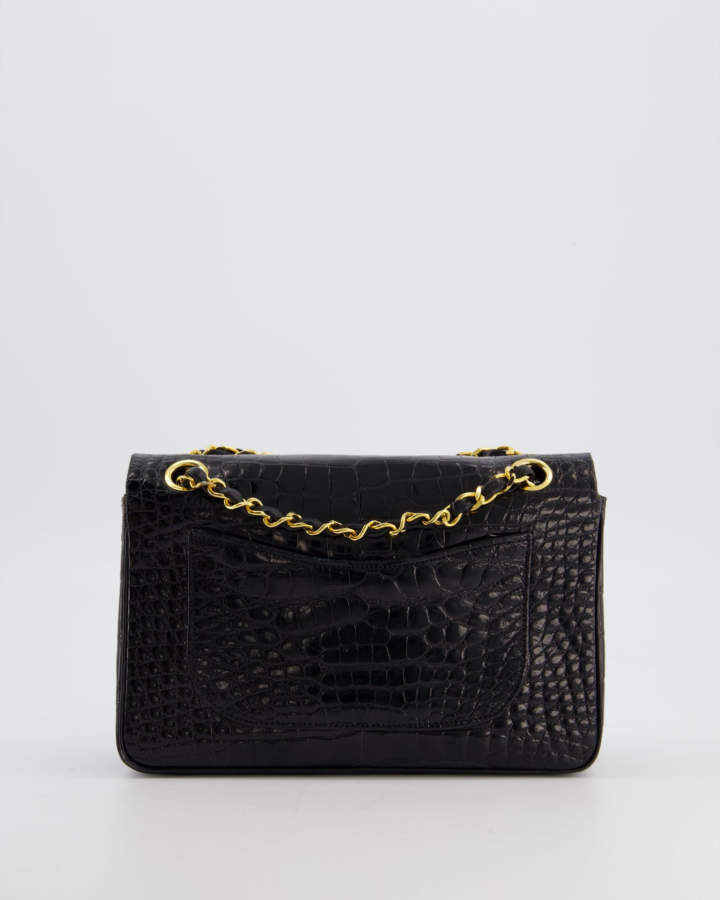 Chanel Black Classic Flap Bag in Shiny Crocodile Leather with 24K Gold Hardware