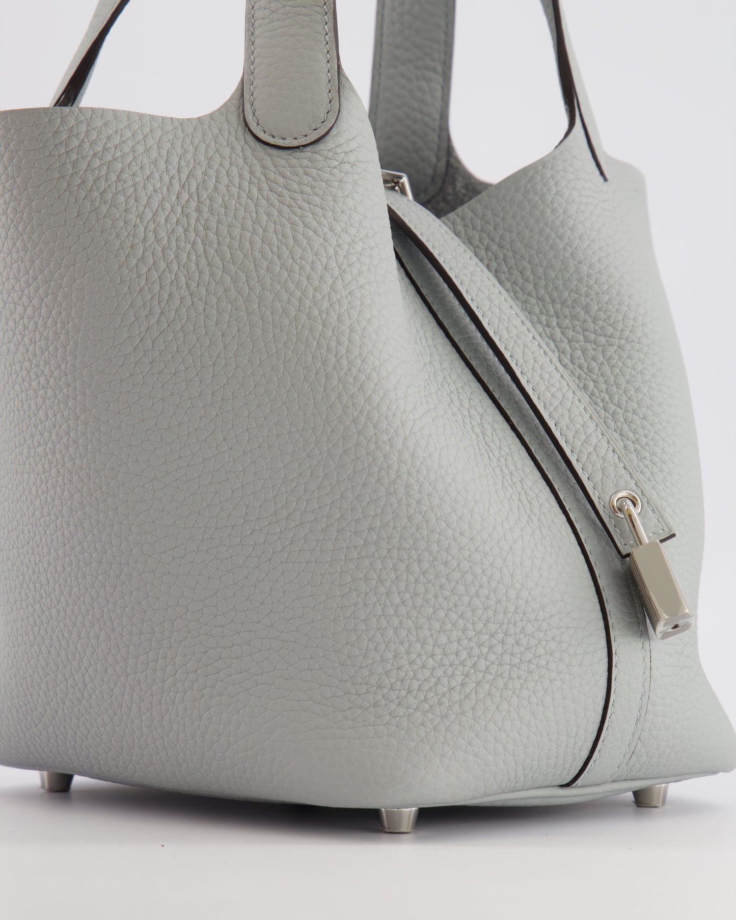 *HOT* Hermès Picotin Lock Bag 18cm in Bleu Glacier Clemence Leather with Palladium Hardware
