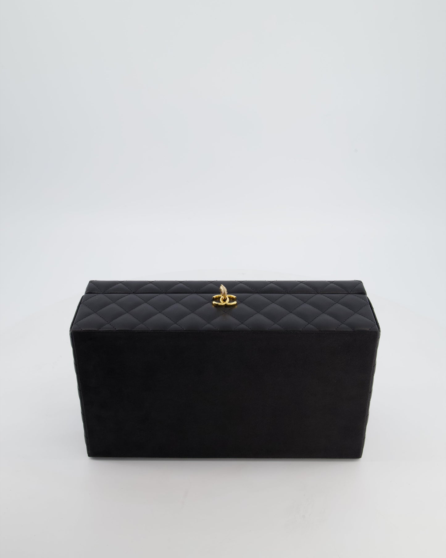 Chanel Black Quilted Jewellery Box in Lambskin Leather with Gold Hardware