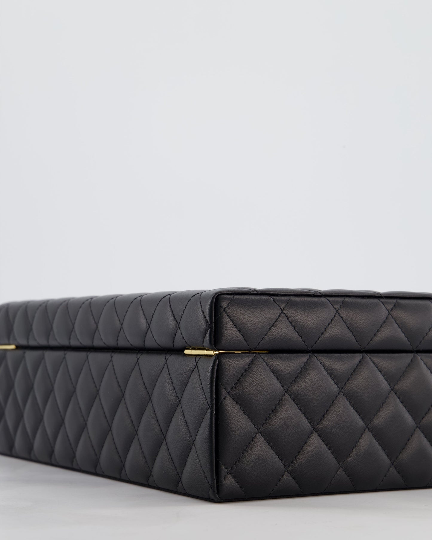 Chanel Black Quilted Jewellery Box in Lambskin Leather with Gold Hardware