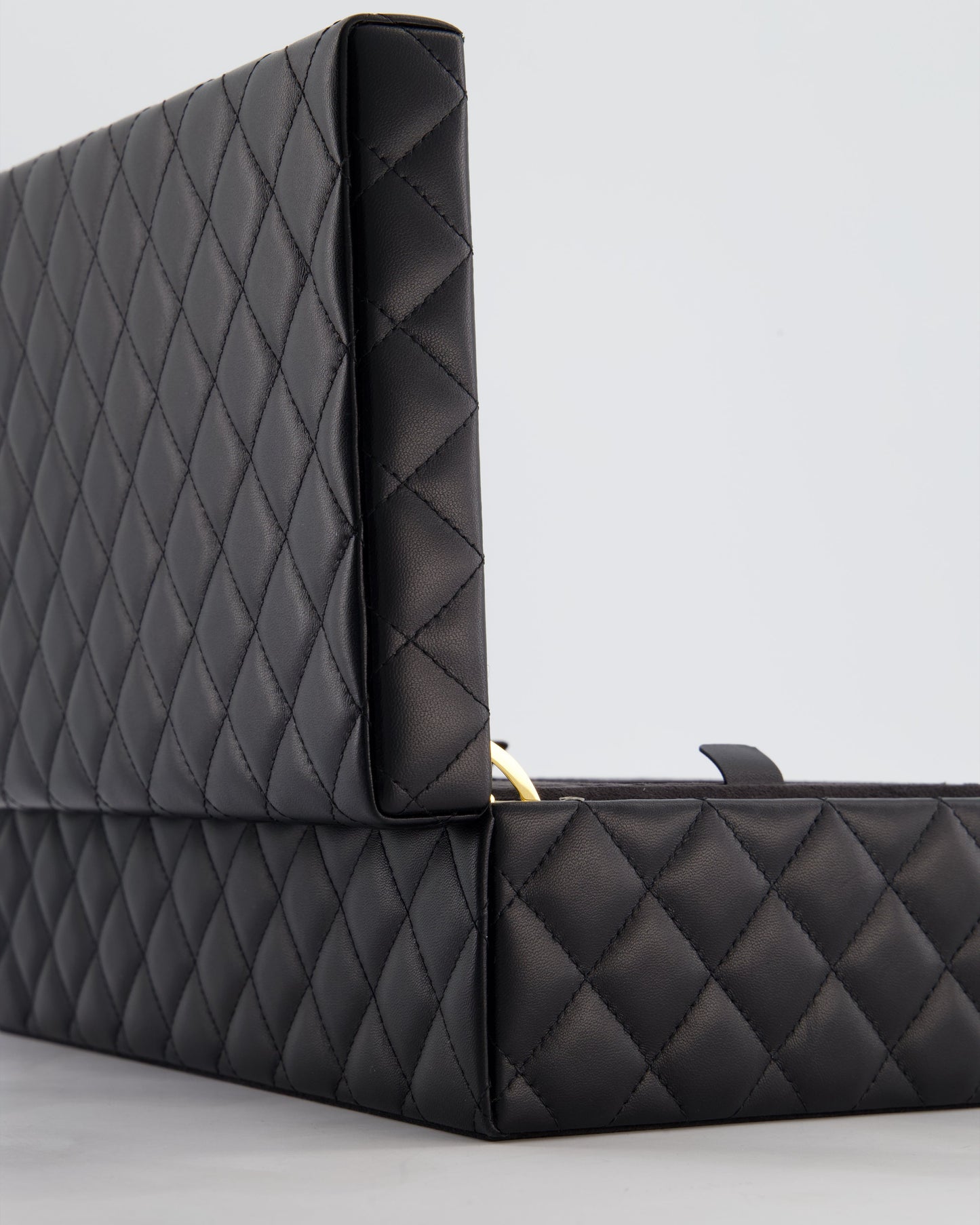 Chanel Black Quilted Jewellery Box in Lambskin Leather with Gold Hardware