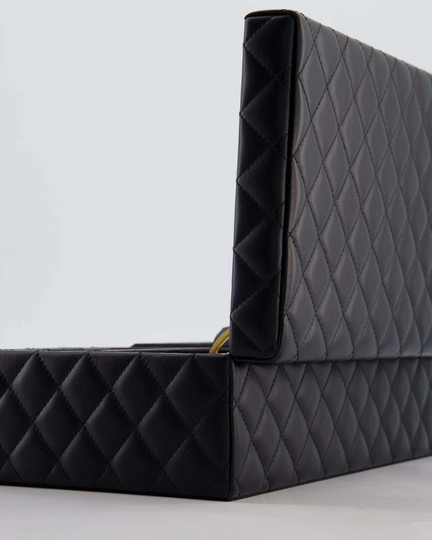 Chanel Black Quilted Jewellery Box in Lambskin Leather with Gold Hardware