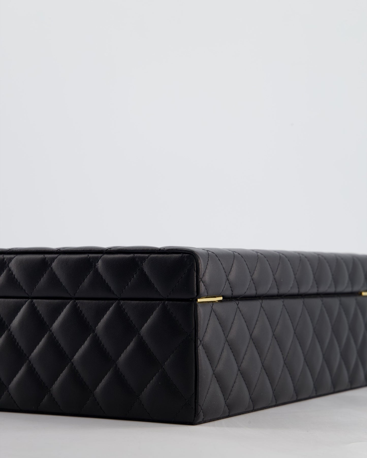 Chanel Black Quilted Jewellery Box in Lambskin Leather with Gold Hardware