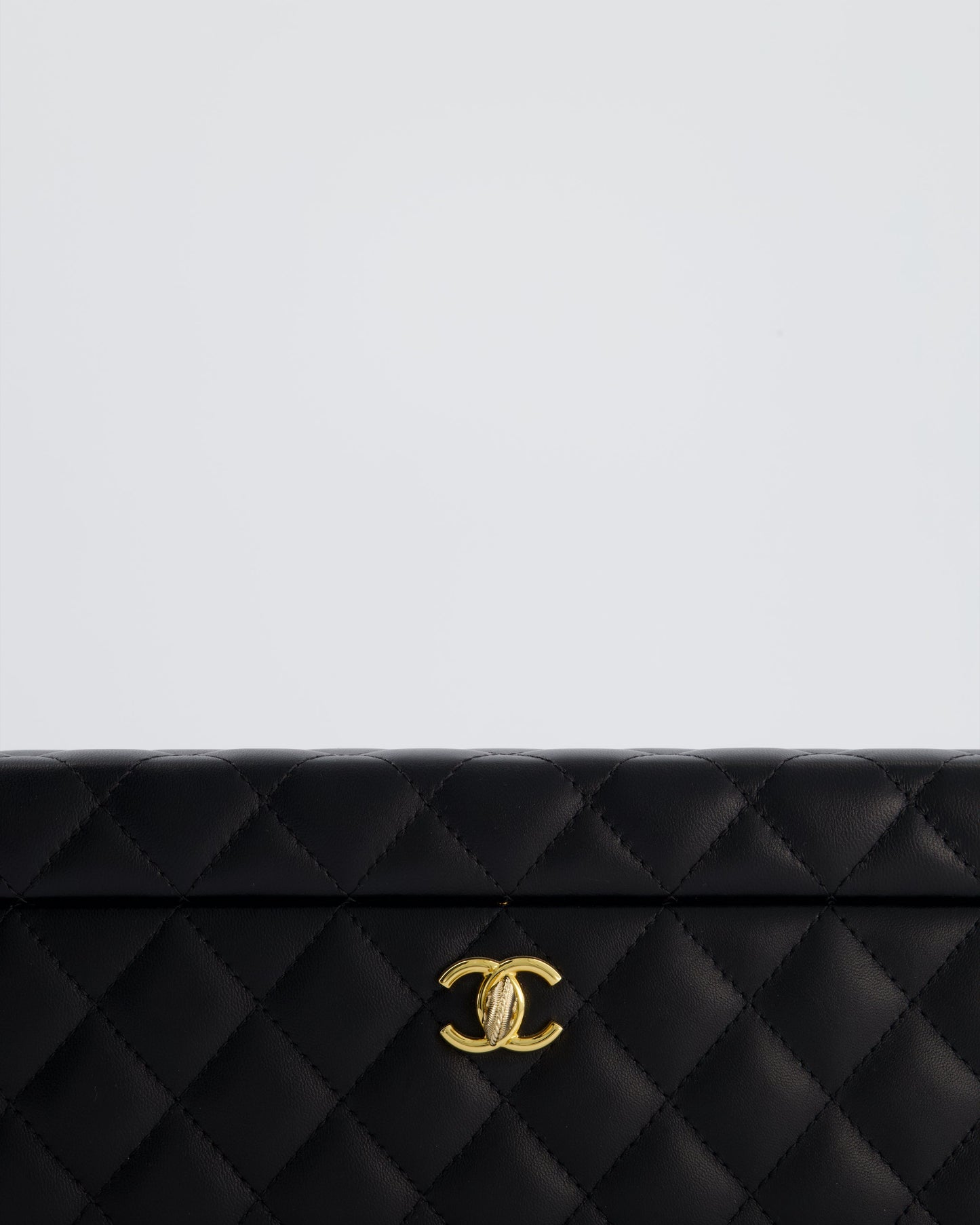 Chanel Black Quilted Jewellery Box in Lambskin Leather with Gold Hardware