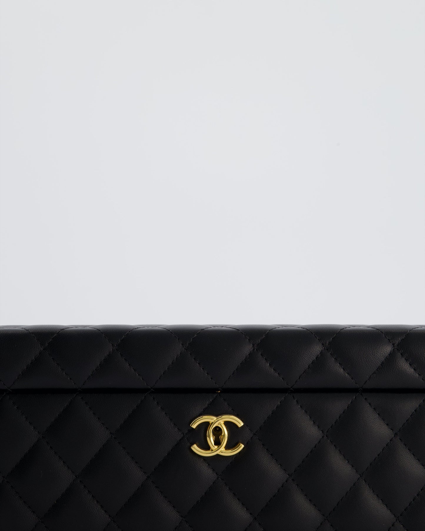 Chanel Black Quilted Jewellery Box in Lambskin Leather with Gold Hardware