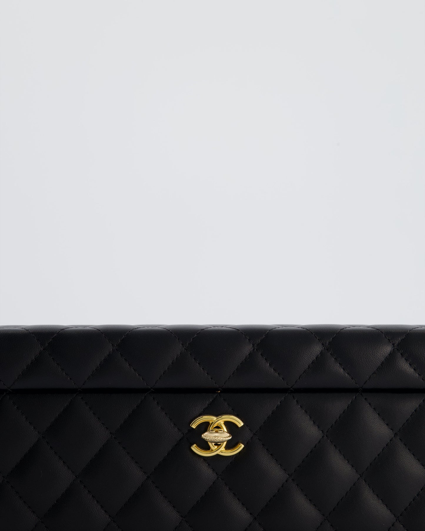 Chanel Black Quilted Jewellery Box in Lambskin Leather with Gold Hardware