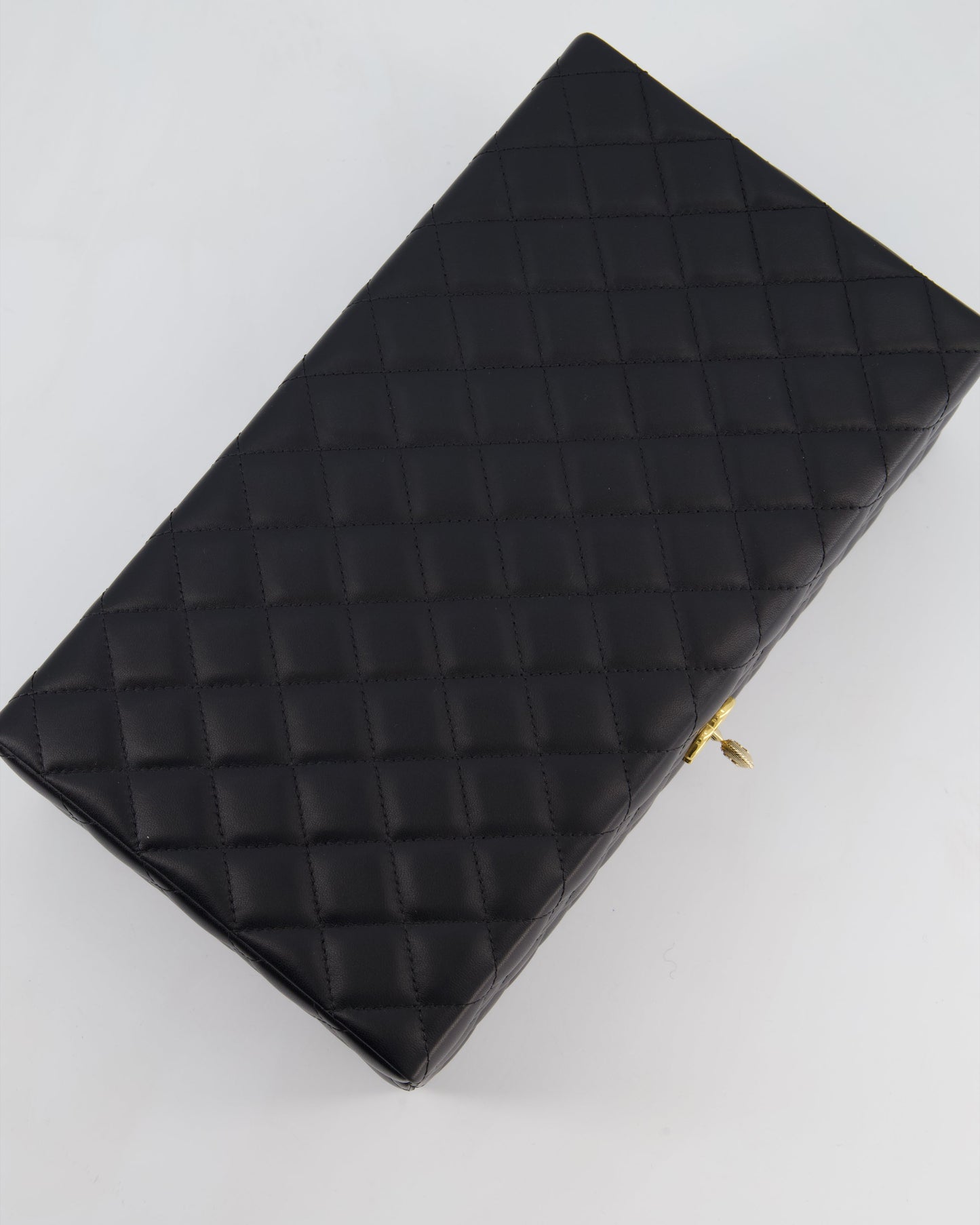 Chanel Black Quilted Jewellery Box in Lambskin Leather with Gold Hardware