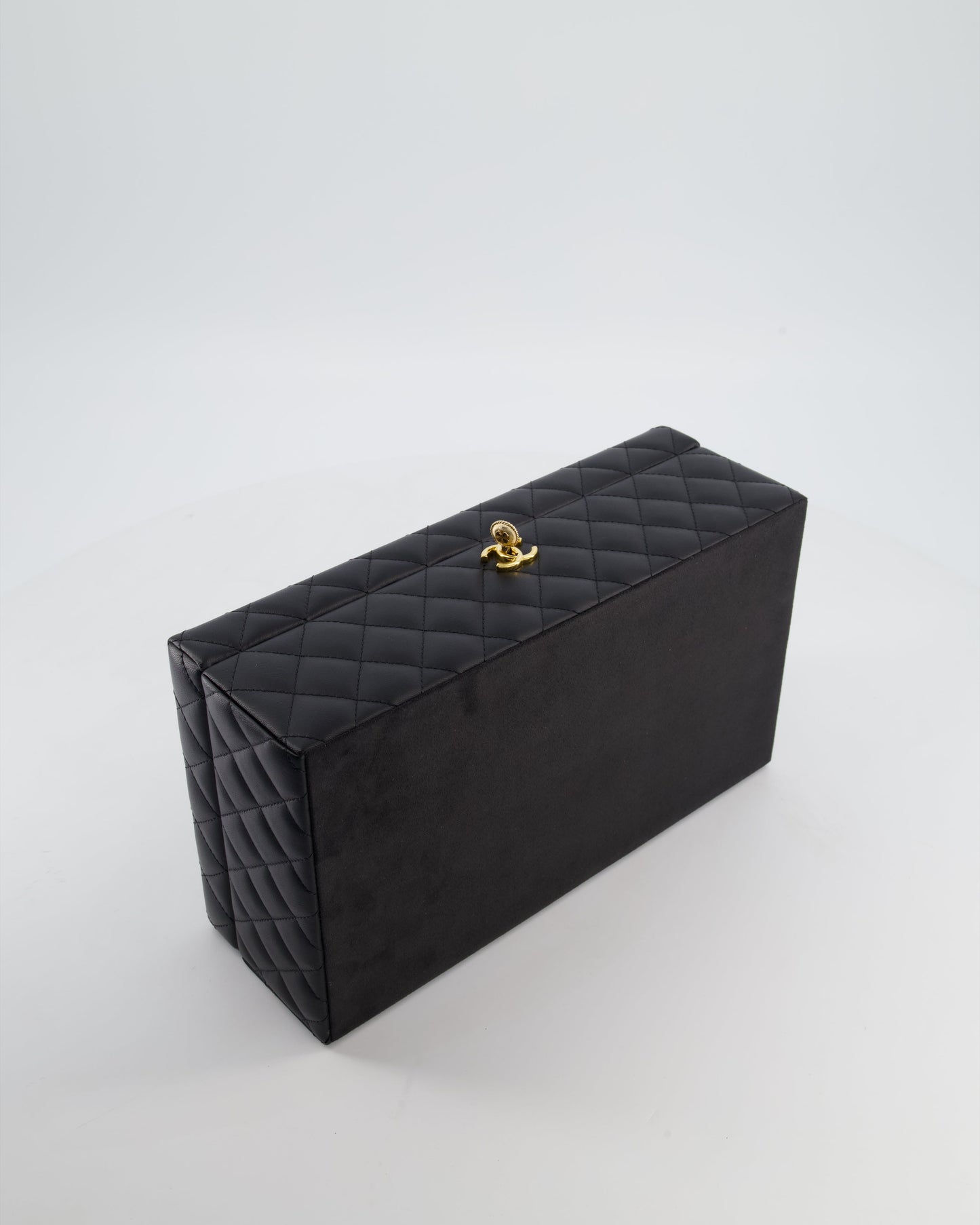 Chanel Black Quilted Jewellery Box in Lambskin Leather with Gold Hardware