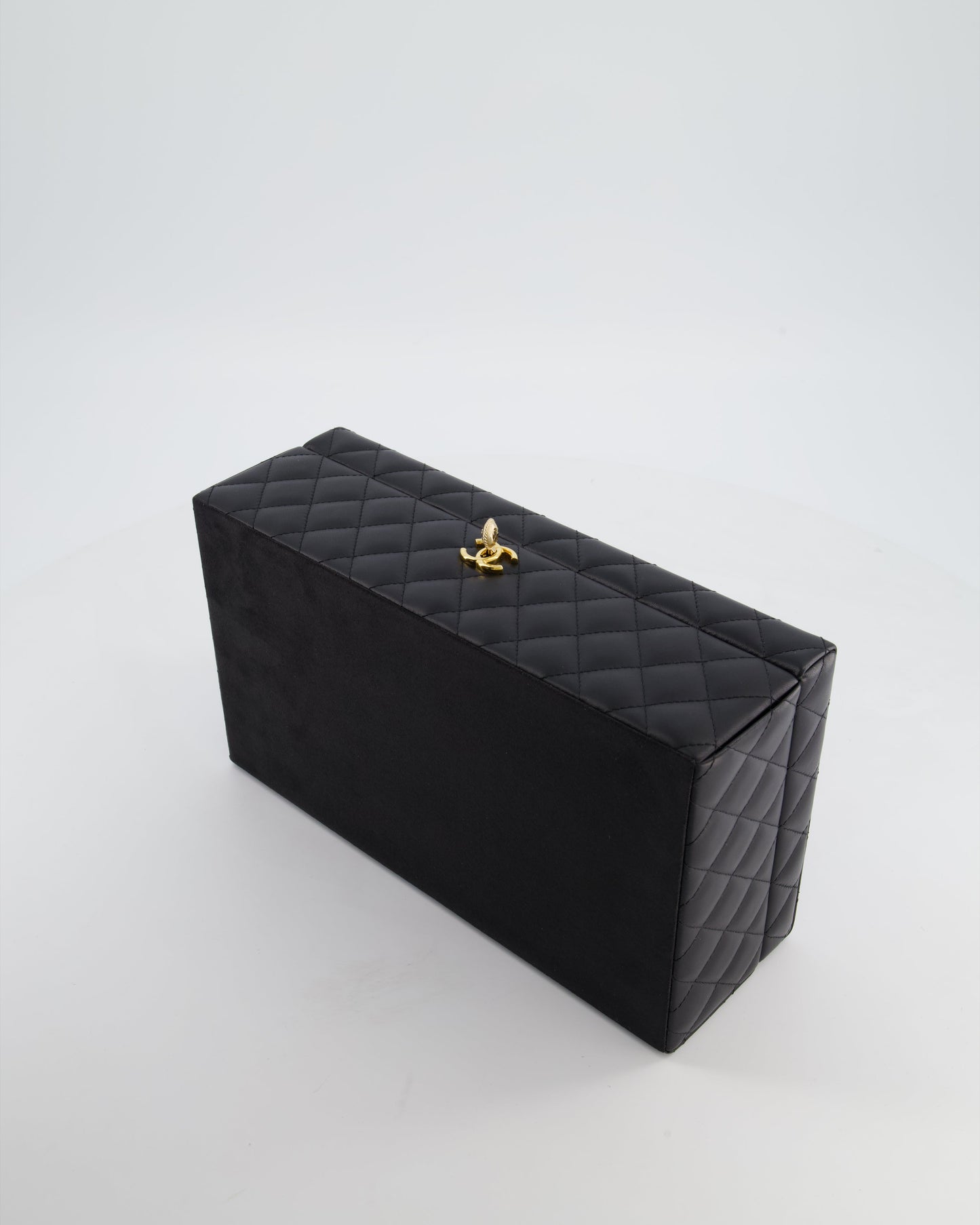 Chanel Black Quilted Jewellery Box in Lambskin Leather with Gold Hardware
