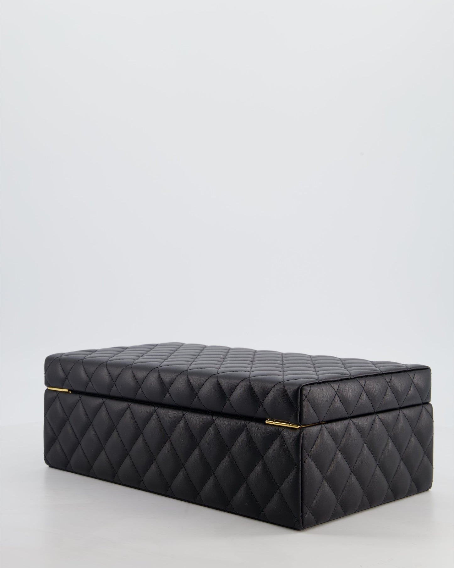 Chanel Black Quilted Jewellery Box in Lambskin Leather with Gold Hardware