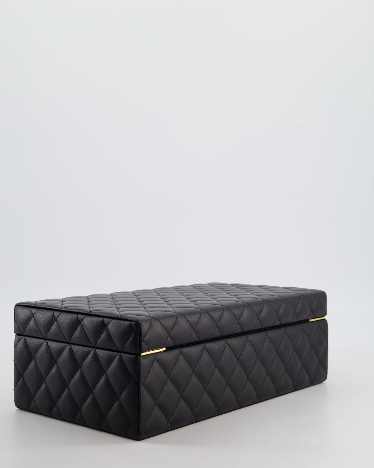 Chanel Black Quilted Jewellery Box in Lambskin Leather with Gold Hardware