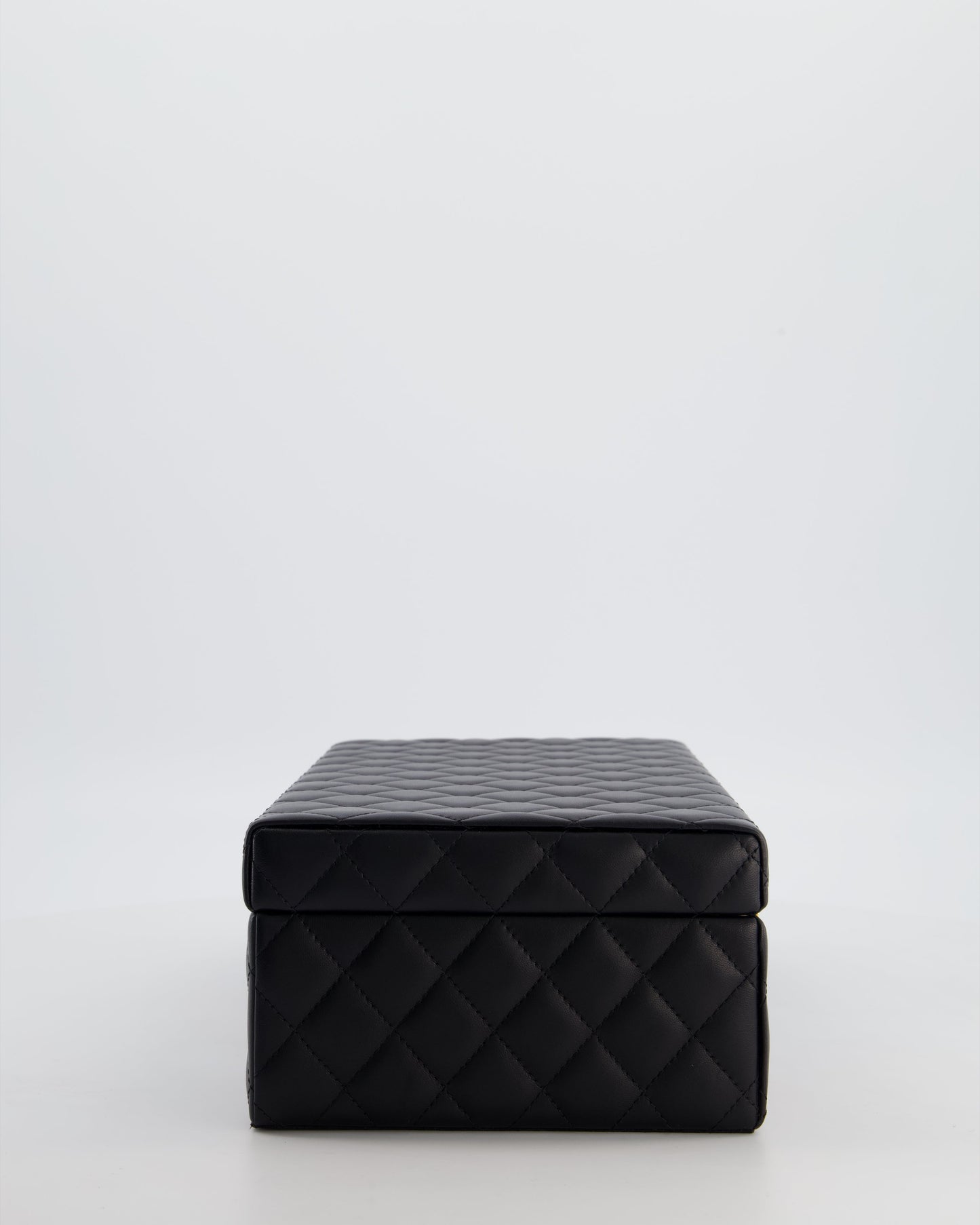 Chanel Black Quilted Jewellery Box in Lambskin Leather with Gold Hardware