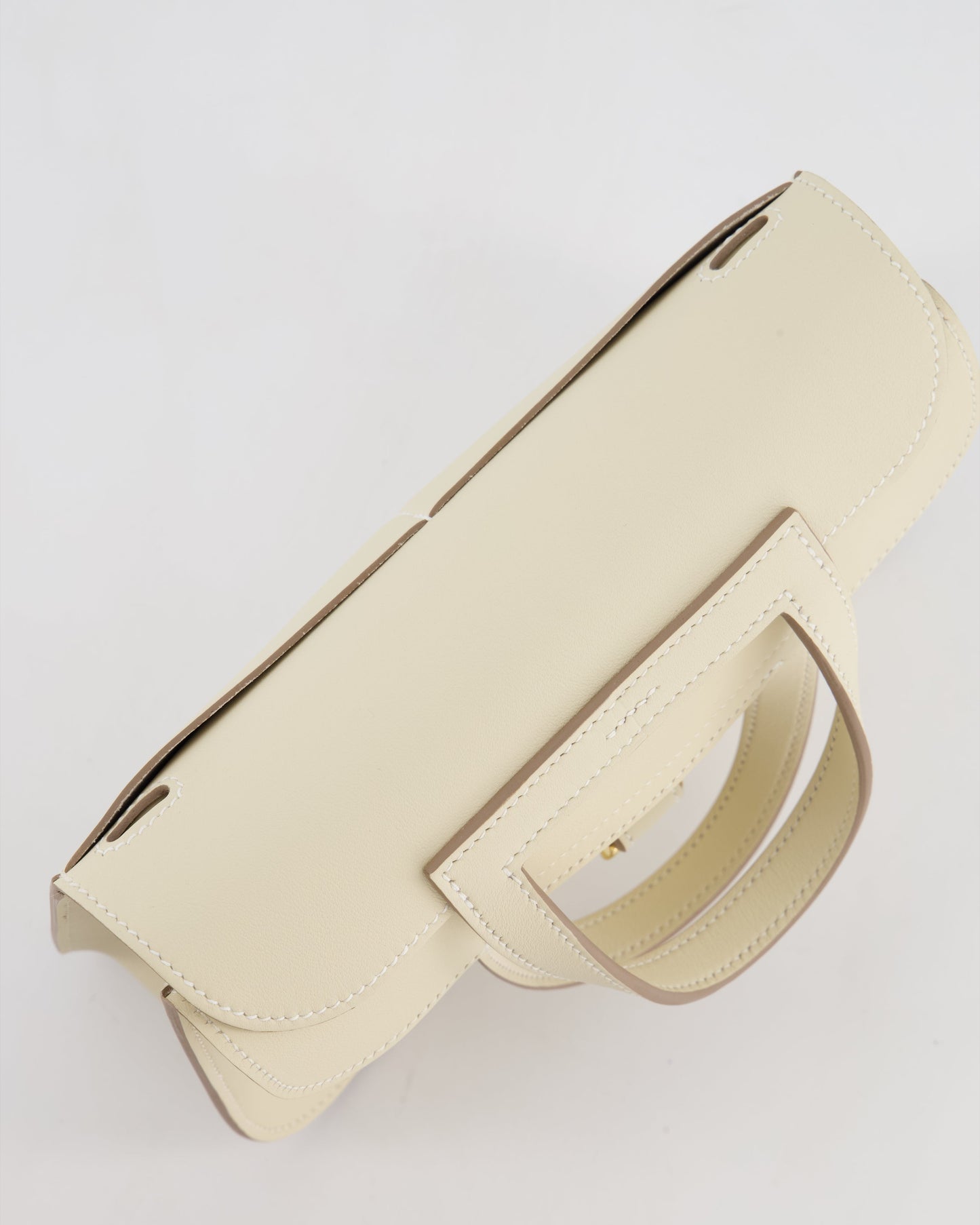 *NEW SIZE* Hermès Mini Halzan Bag in Craie Swift Leather with Gold Hardware