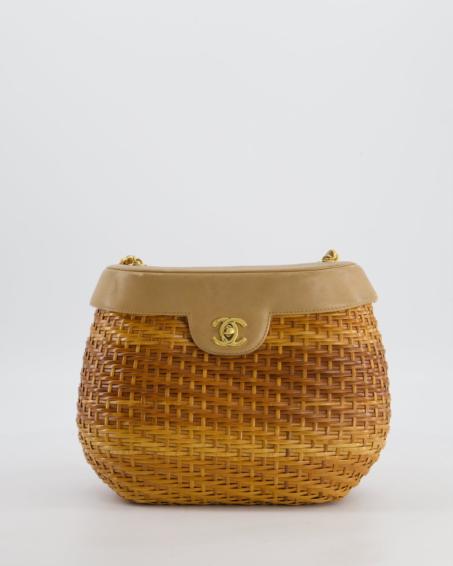 *RARE & FIRE PRICE* Chanel Beige Wicker Basket Bag with 24K Gold Hardware