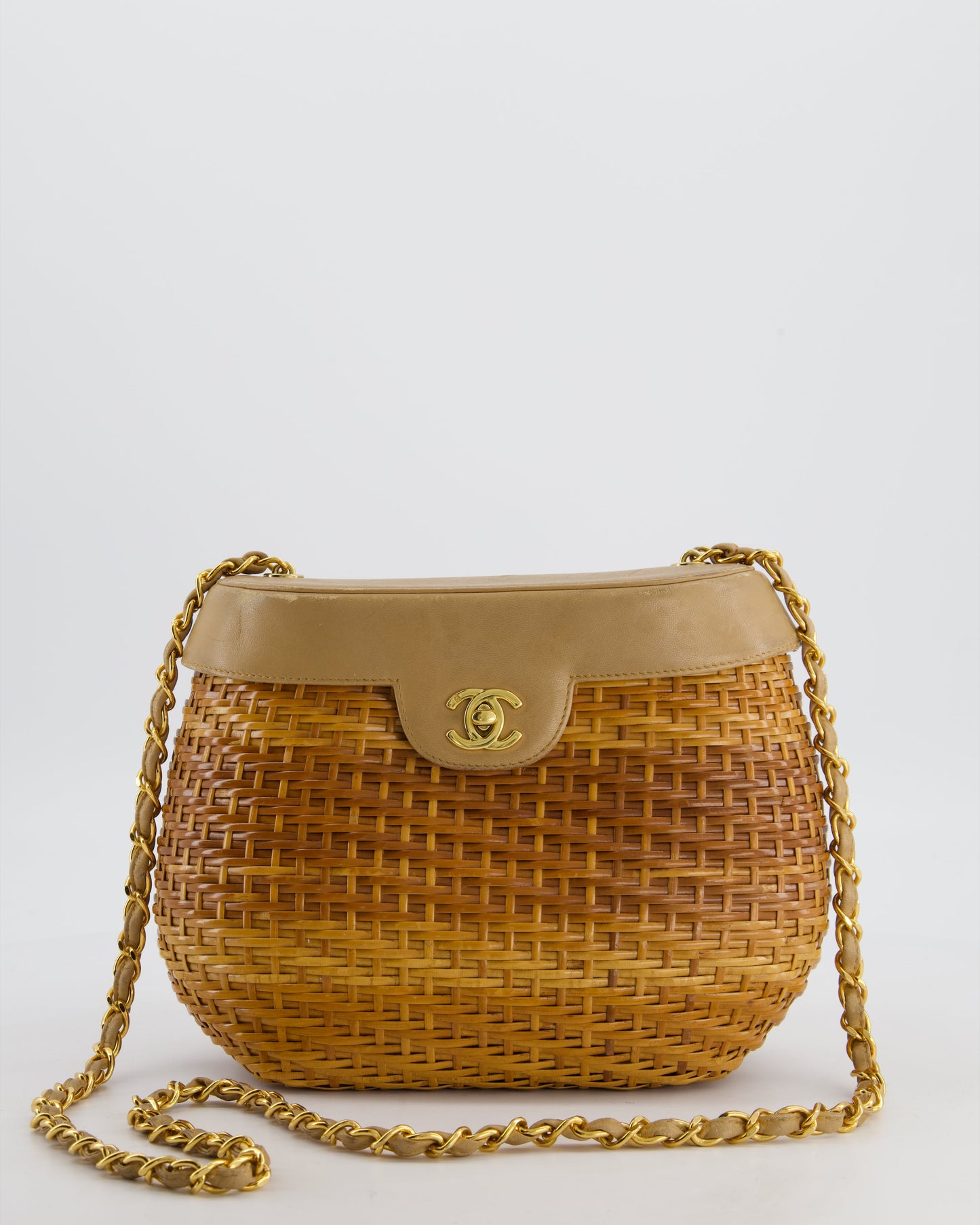 *RARE & FIRE PRICE* Chanel Beige Wicker Basket Bag with 24K Gold Hardware