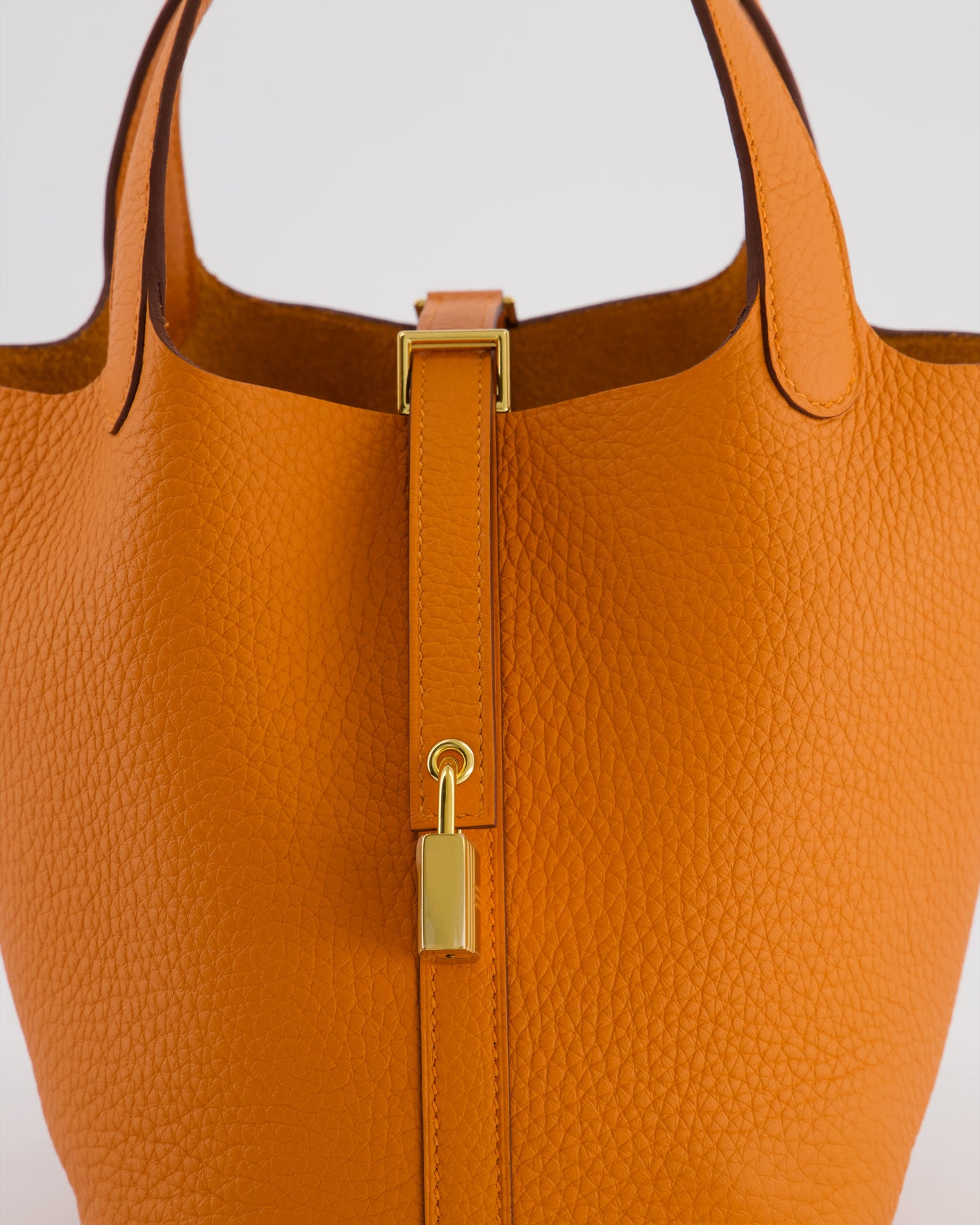*HOT & RARE* Hermès Picotin Lock 18 Bag in Orange H Taurillon Clemence Leather with Gold Hardware