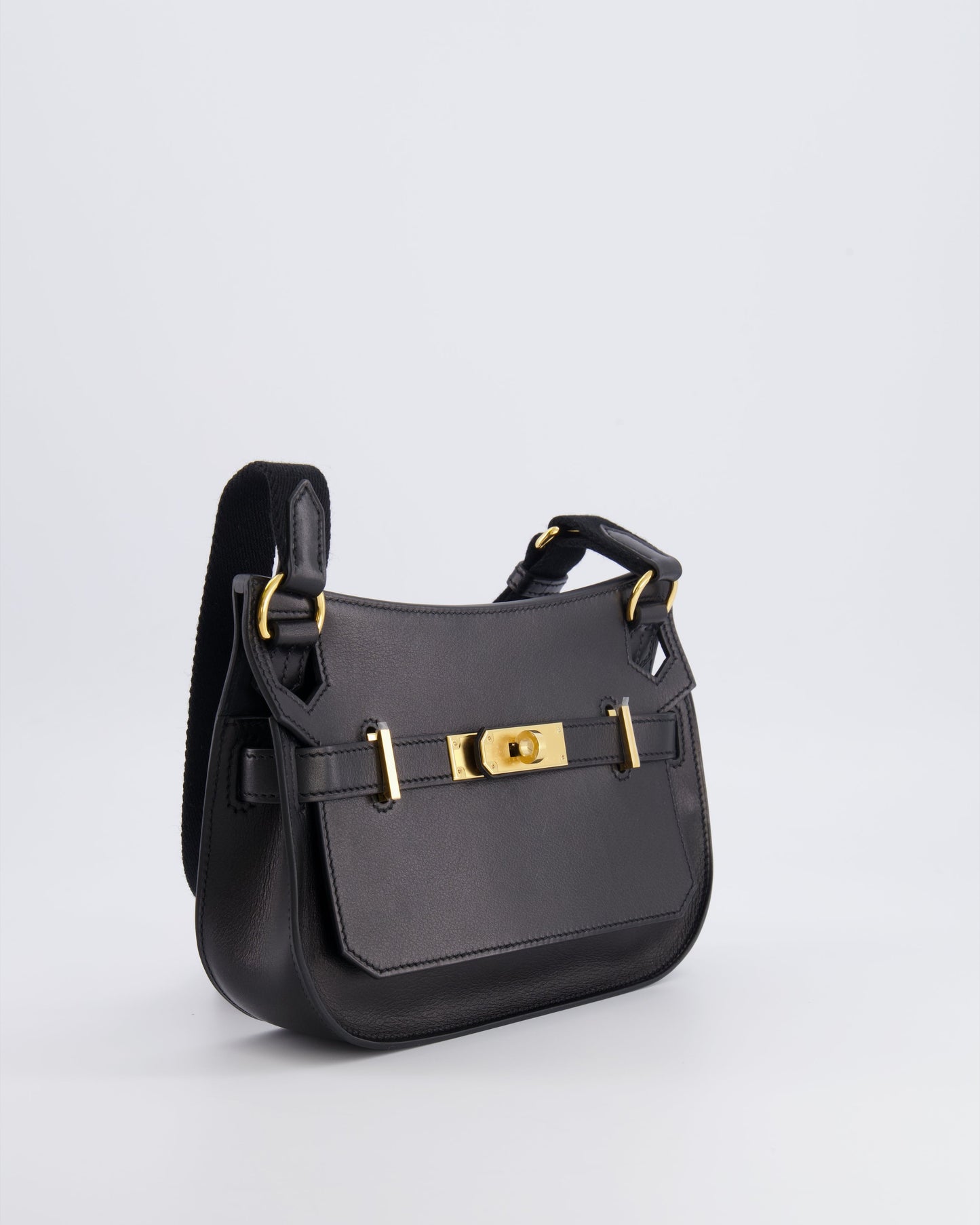 *RARE* Hermès Mini Jypsiere Crossbody Bag in Black Evergrain Leather with Gold Hardware