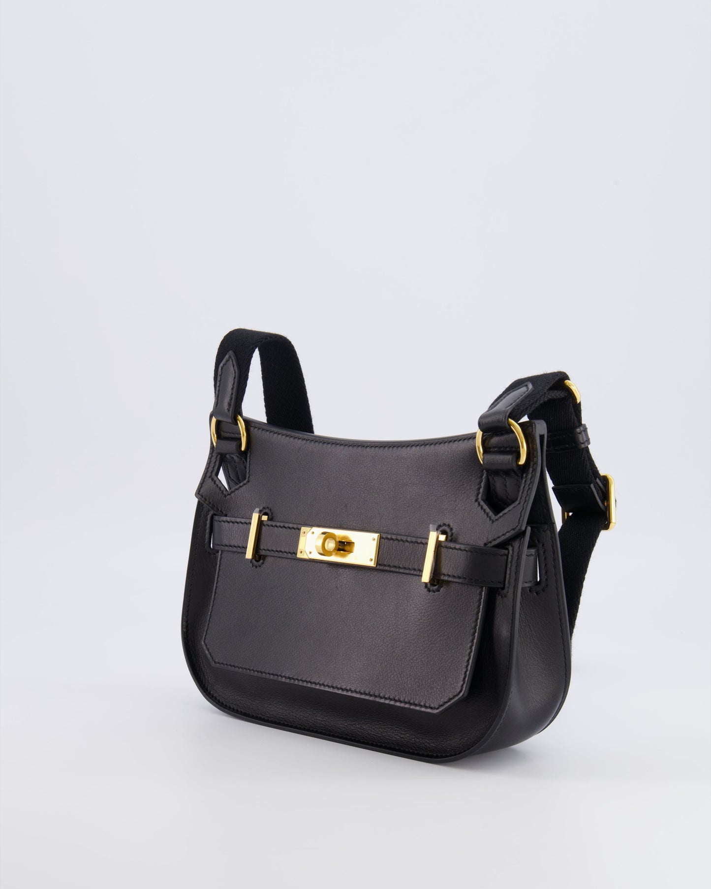 *RARE* Hermès Mini Jypsiere Crossbody Bag in Black Evergrain Leather with Gold Hardware