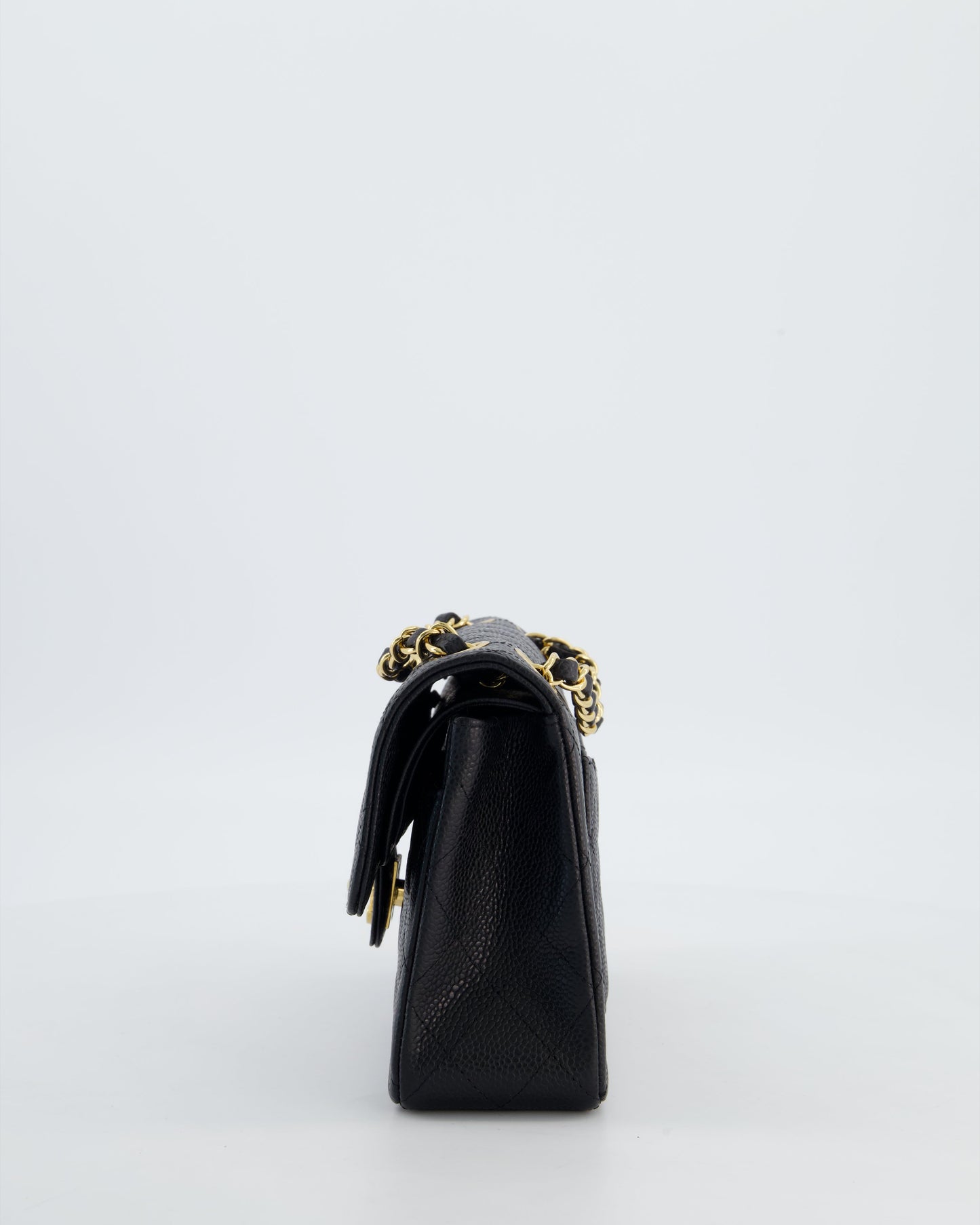 Chanel Black Small Classic Double Flap Bag in Caviar Leather with Gold Hardware