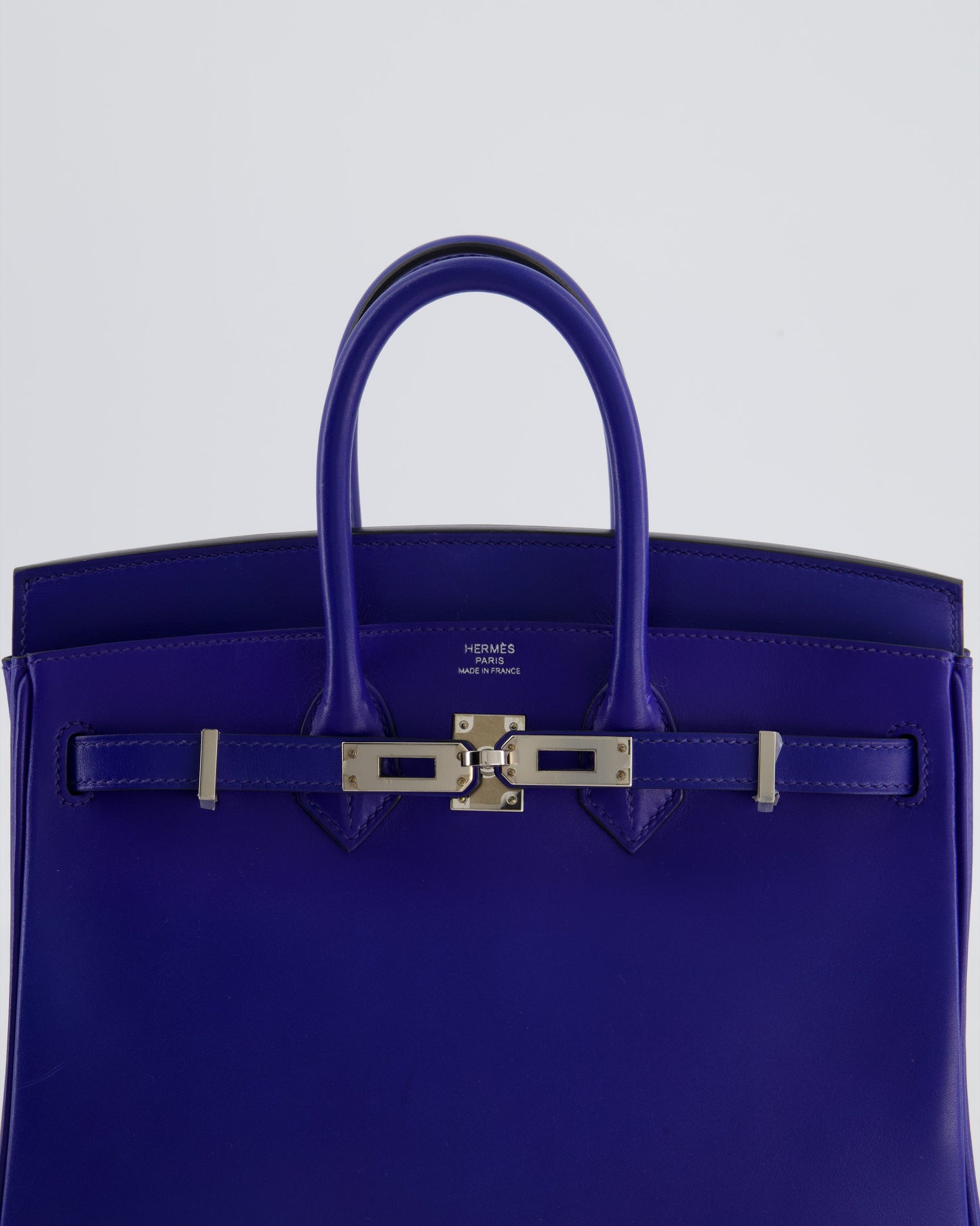 Hermès Birkin 25 Retourne Bag in Blue Electrique Tadelakt Leather with Palladium Hardware