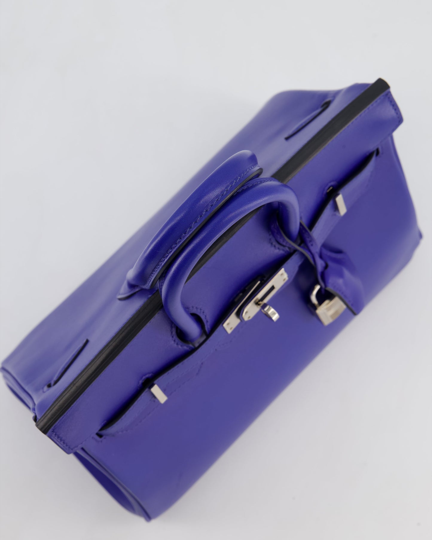 Hermès Birkin 25 Retourne Bag in Blue Electrique Tadelakt Leather with Palladium Hardware