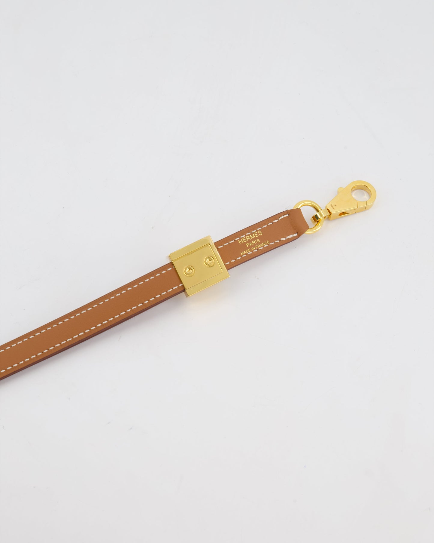 Hermès Medor Adjustable Bag Strap in Gold Swift Leather with Gold Hardware