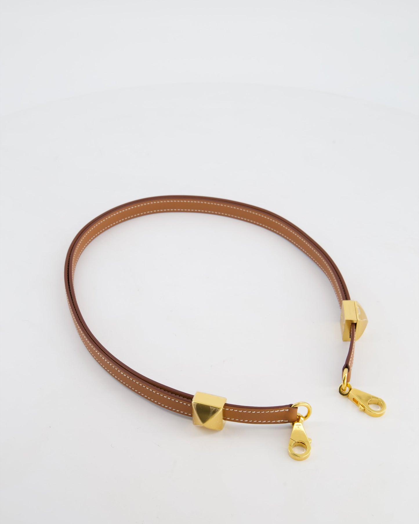 Hermès Medor Adjustable Bag Strap in Gold Swift Leather with Gold Hardware