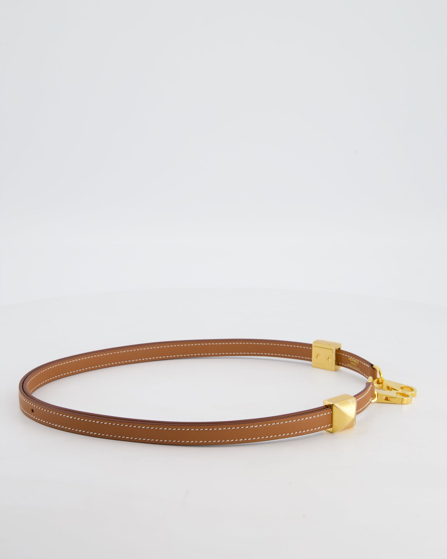 Hermès Medor Adjustable Bag Strap in Gold Swift Leather with Gold Hardware