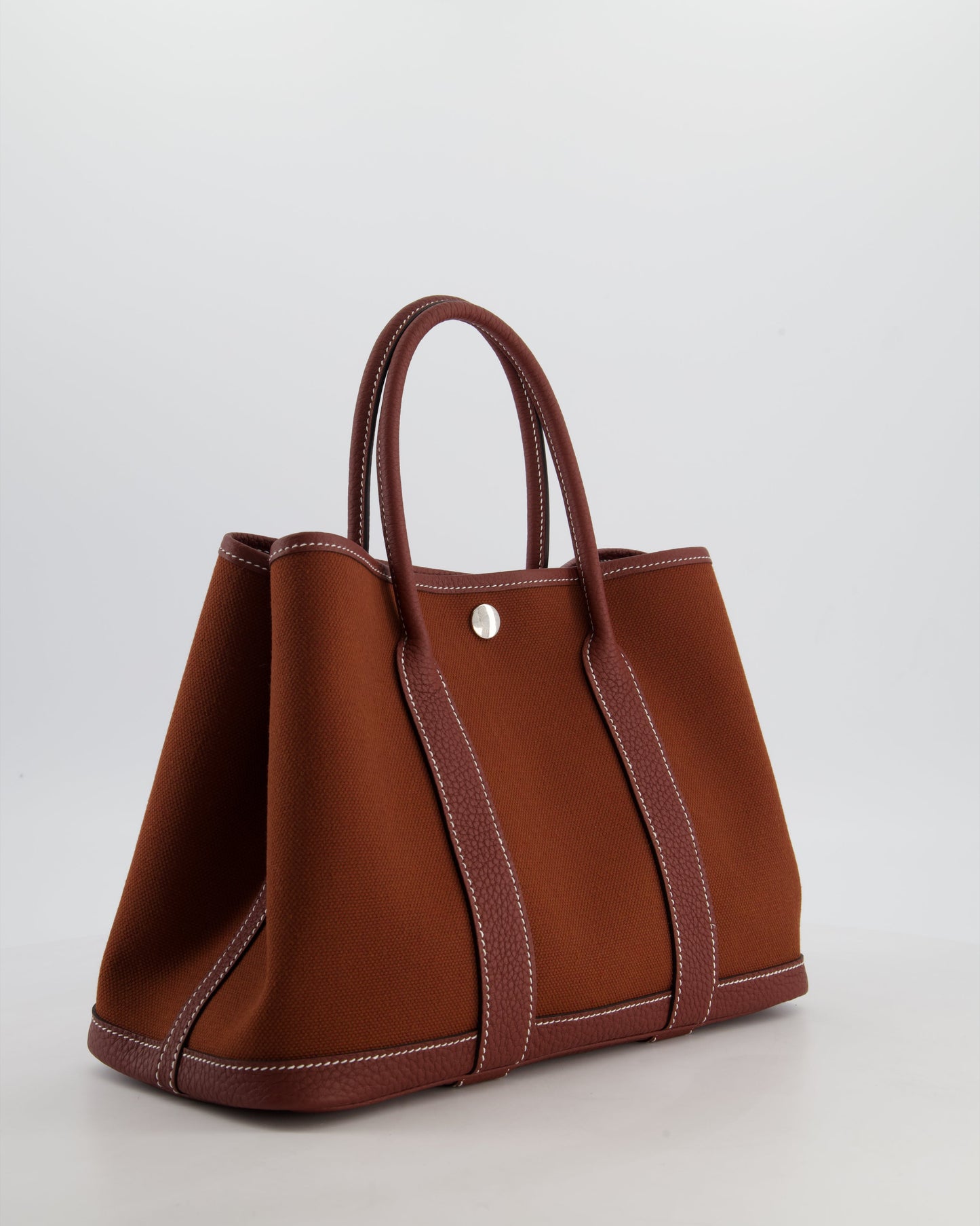 Hermès Garden Party 30 Bag in Rouge H Canvas and Negonda Leather with Palladium Hardware