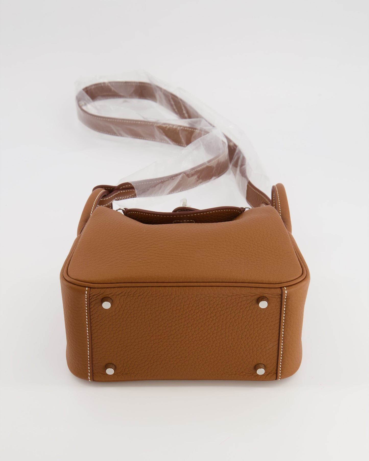 Hermès Mini Lindy Bag in Gold Taurillon Clemence Leather with Palladium Hardware