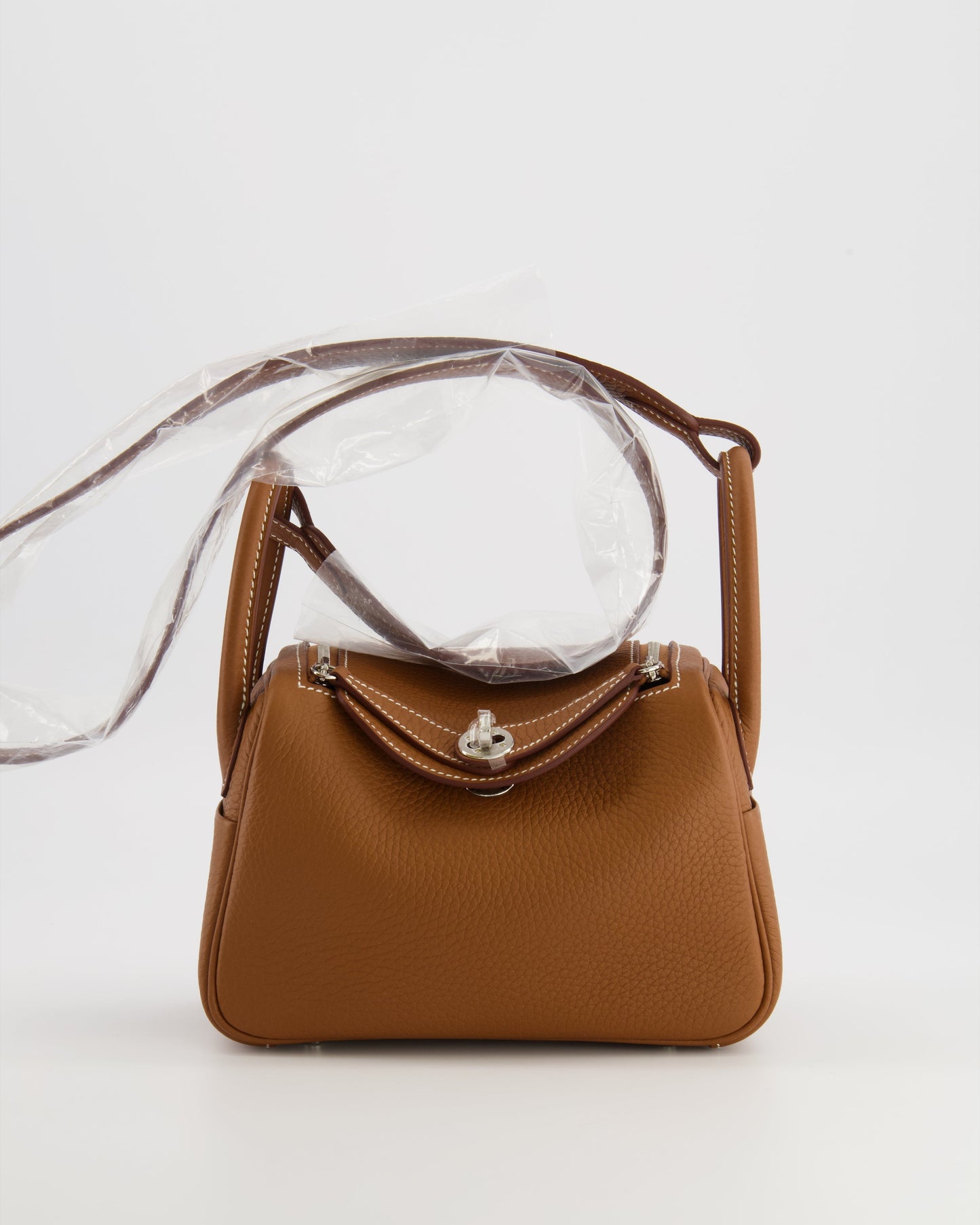 Hermès Mini Lindy Bag in Gold Taurillon Clemence Leather with Palladium Hardware