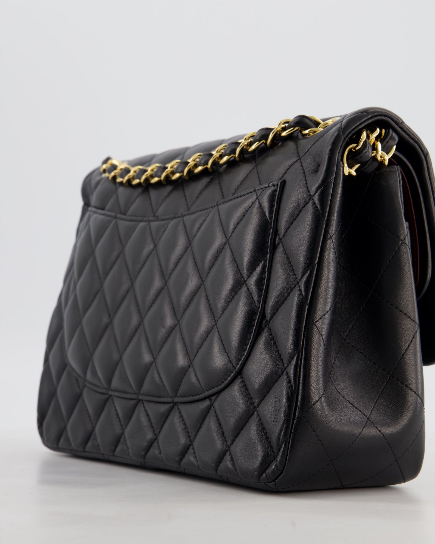 Chanel Classic Jumbo Double Flap Bag in Black Lambskin Leather with Gold Hardware