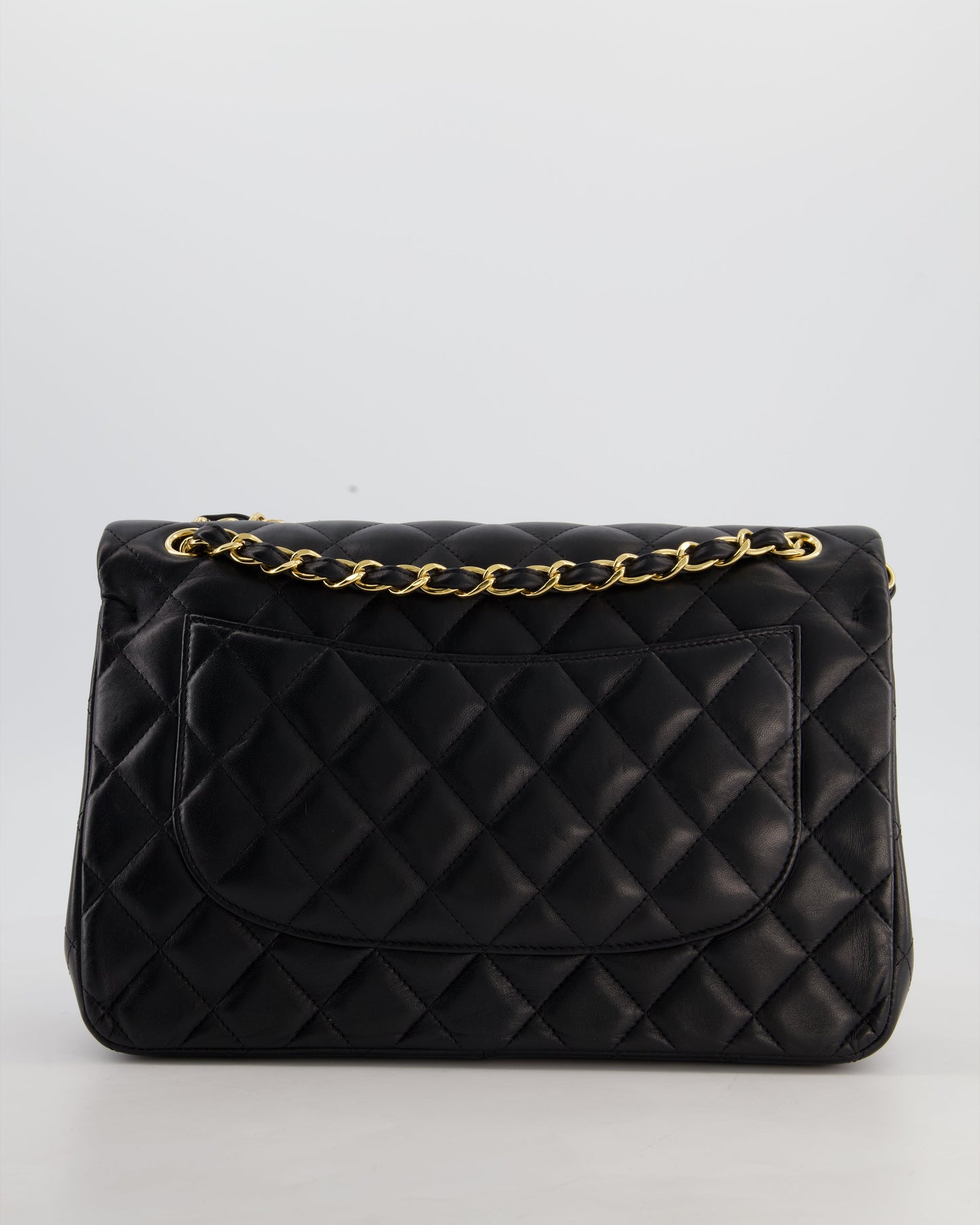 Chanel Classic Jumbo Double Flap Bag in Black Lambskin Leather with Gold Hardware
