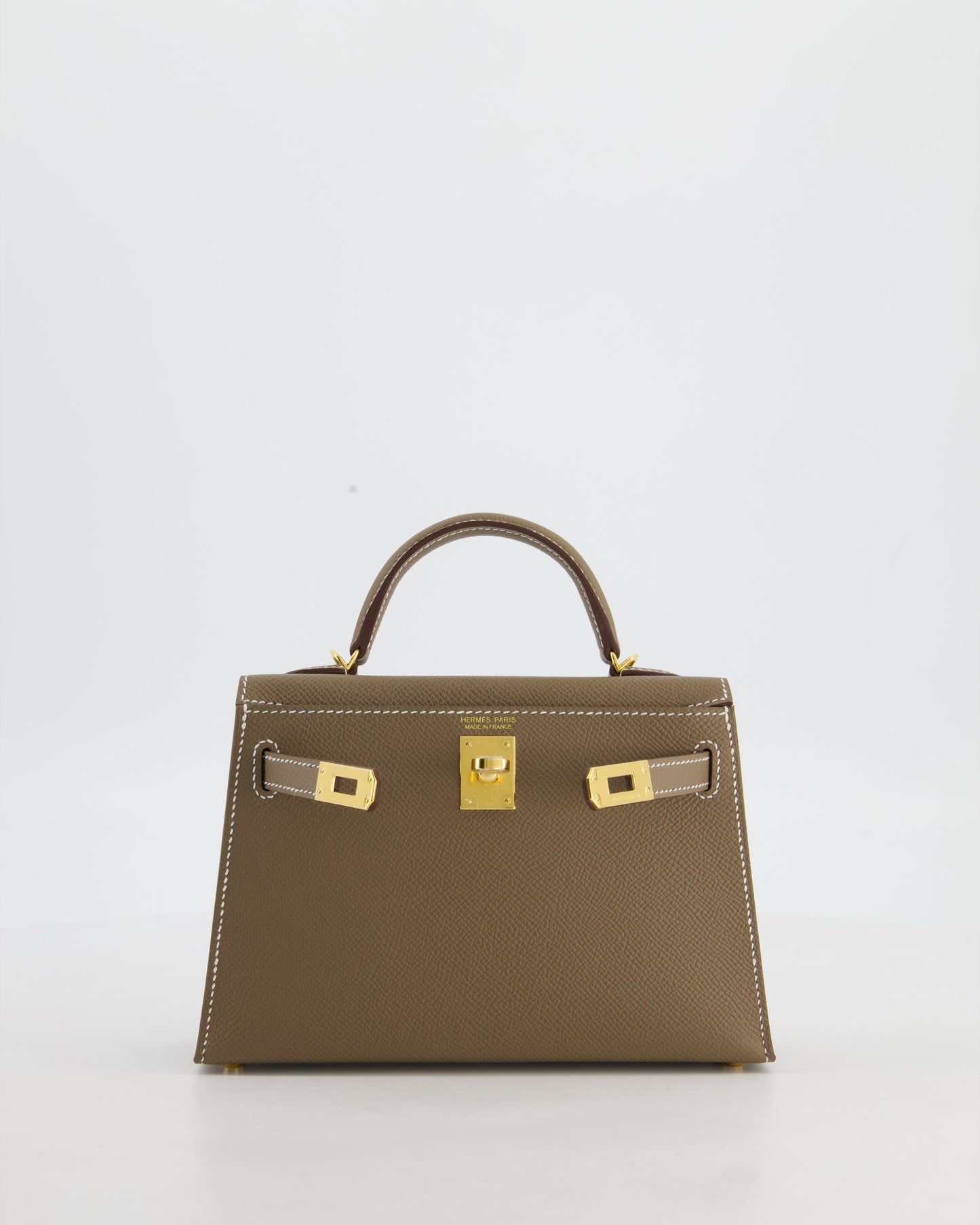 *HOT* Hermès Mini Kelly II 20 Bag in Etoupe Epsom Leather with Gold Hardware