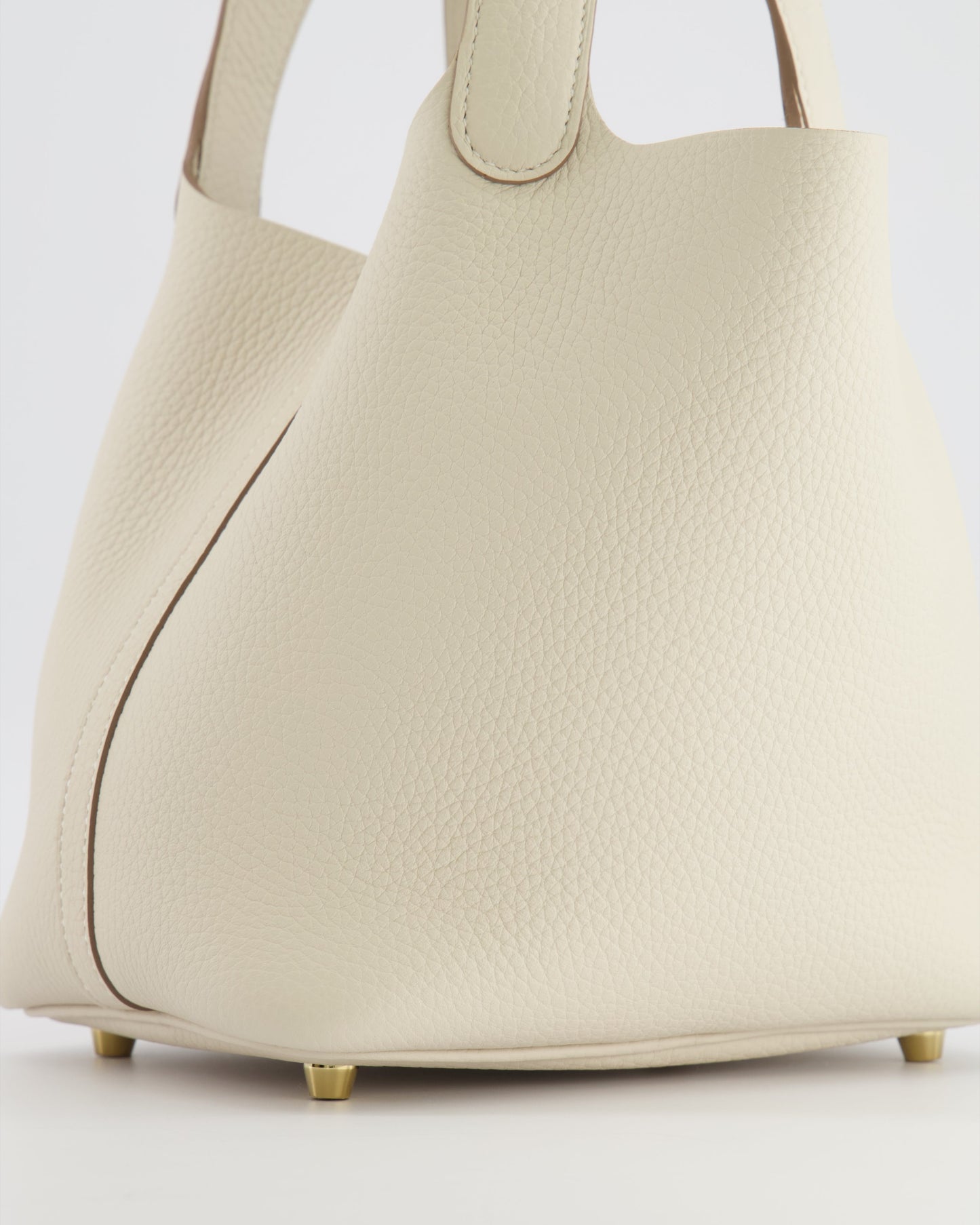 *RARE* Hermès Picotin Lock 18 Bag in Craie Clemence Leather with Gold Hardware