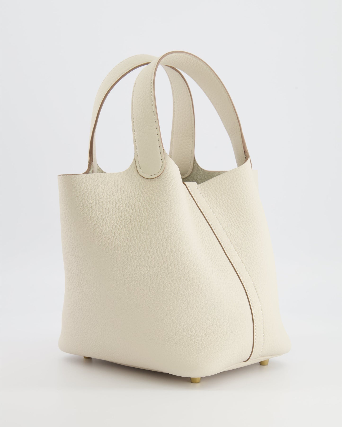 *RARE* Hermès Picotin Lock 18 Bag in Craie Clemence Leather with Gold Hardware