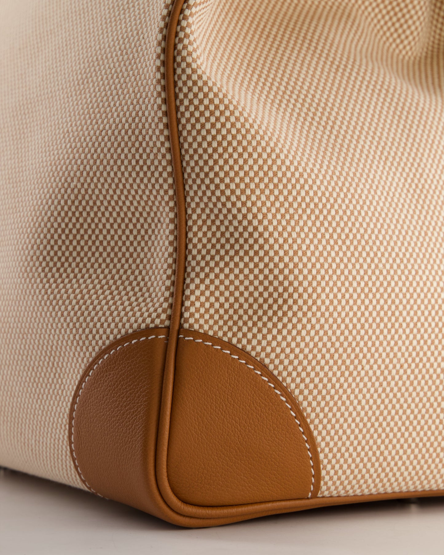 *RARE* Hermès Haut à Courroies HAC 50 Bag in Gold Evercolour Leather & Écru/Beige Toile Cross Canvas with Palladium Hardware