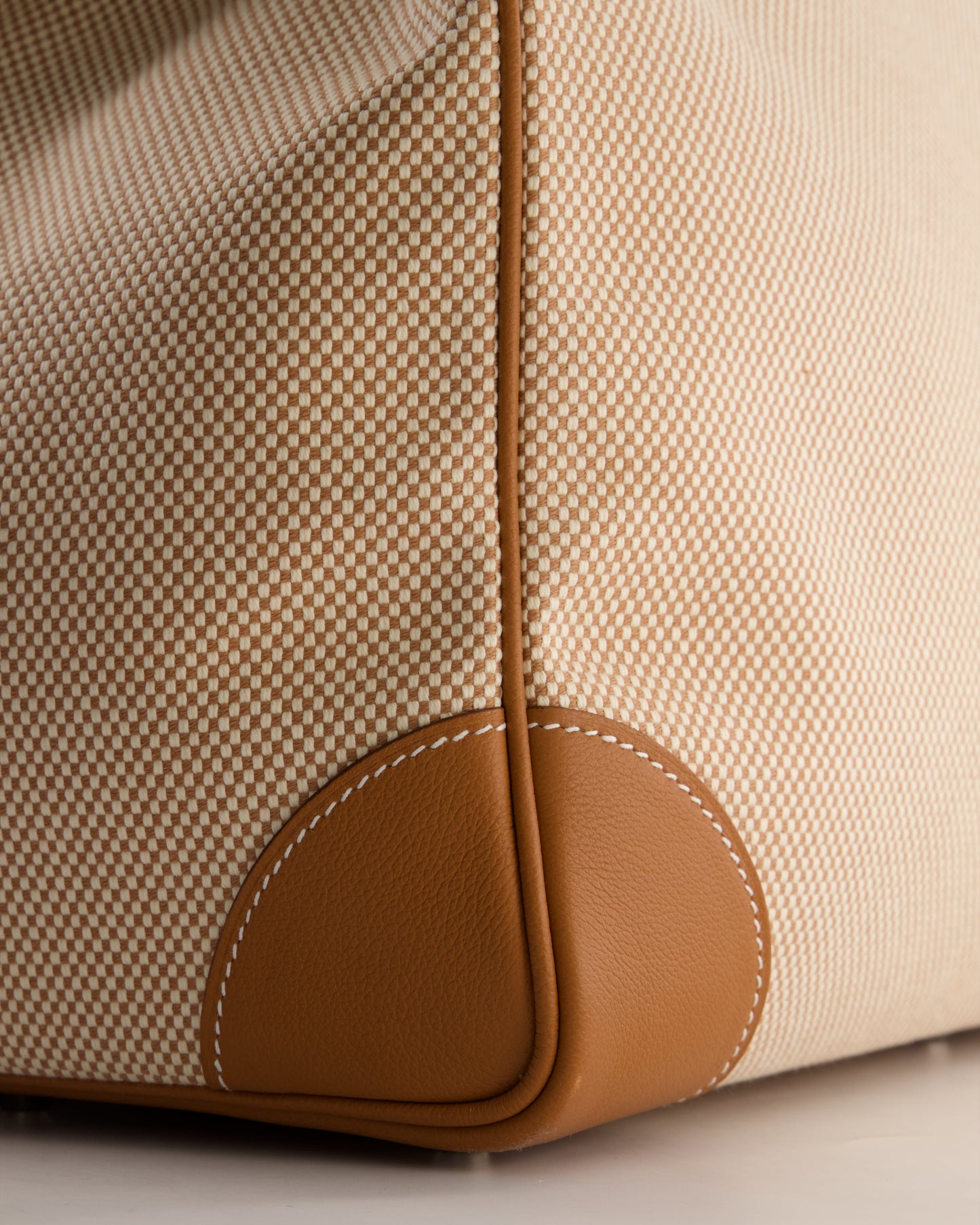 *RARE* Hermès Haut à Courroies HAC 50 Bag in Gold Evercolour Leather & Écru/Beige Toile Cross Canvas with Palladium Hardware