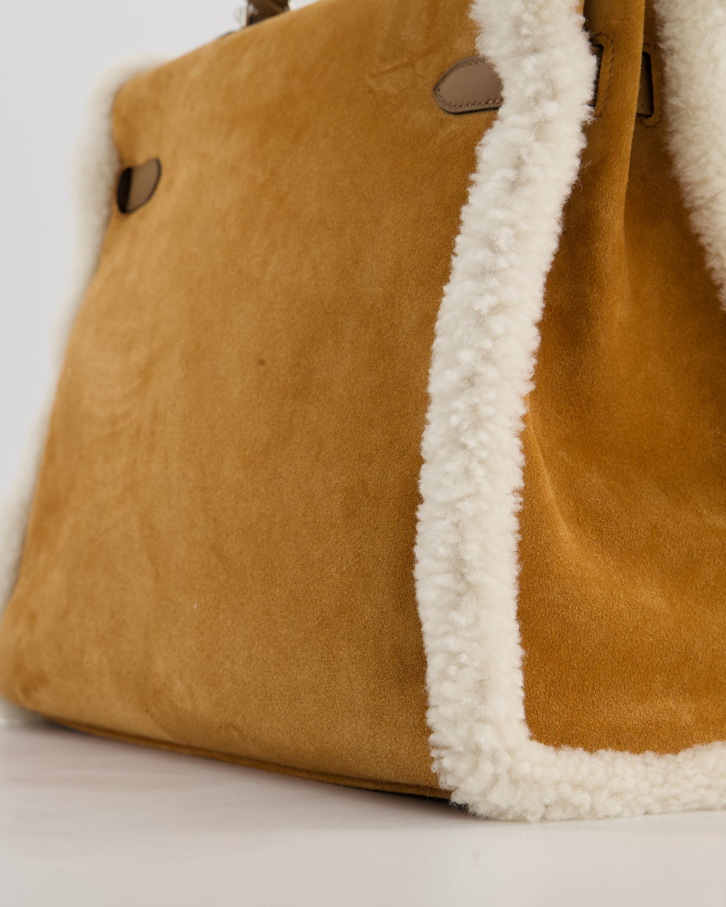 *COLLECTOR'S* Hermès Kelly 35 Teddy Plush Grizzly Bag in Alezan Swift Leather, Ecru Plush & Chamois Grizzly Suede Leather with Palladium Hardware